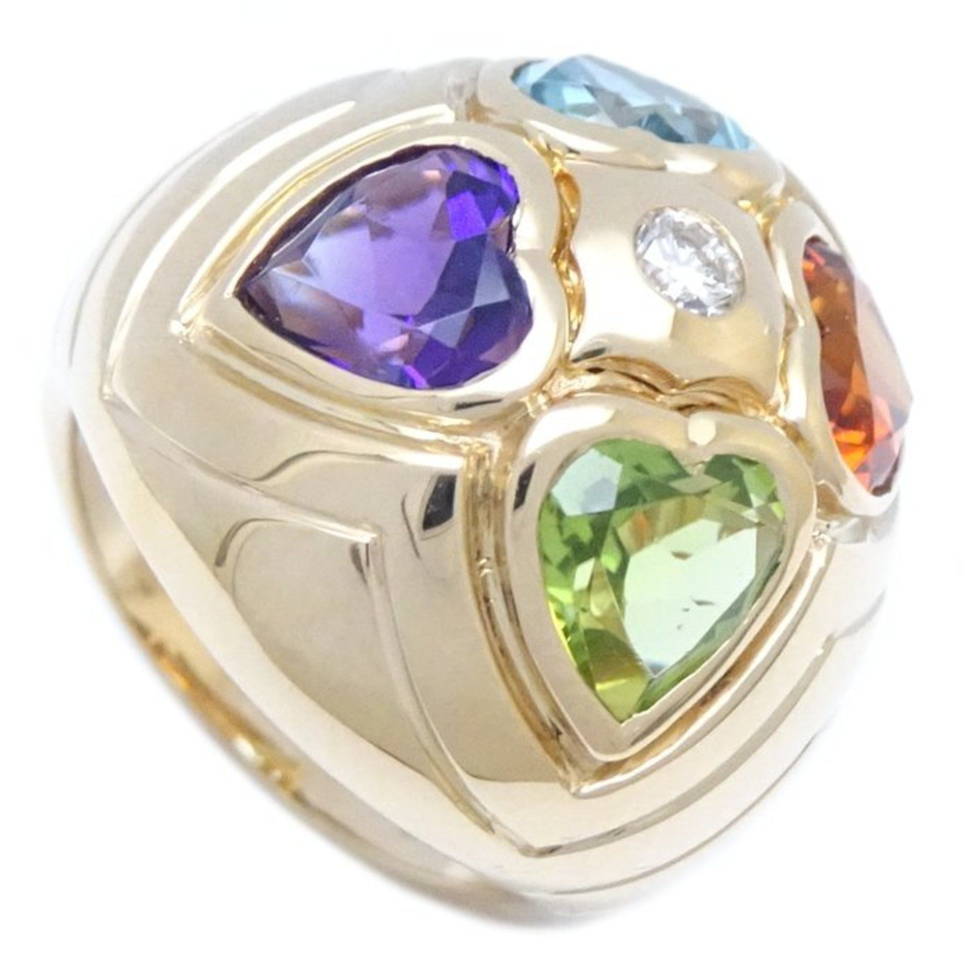 image of Bvlgari Allegra Ring Blue Topaz Citrine Amethyst Peridot Diamond Heart K18Yg Yellow Gold 290388, Wo