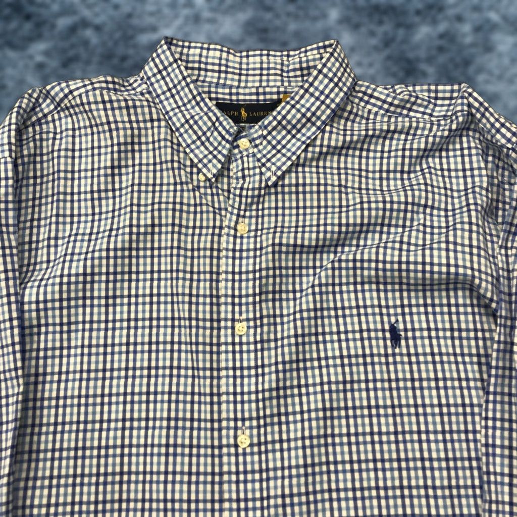 Ralph Lauren Ralph Lauren Shirt Mens 3XLT Tall Blue Check Performance Stretch Casual Button Up Shirt Size US XXL / EU 58 / 5 - 1 Thumbnail