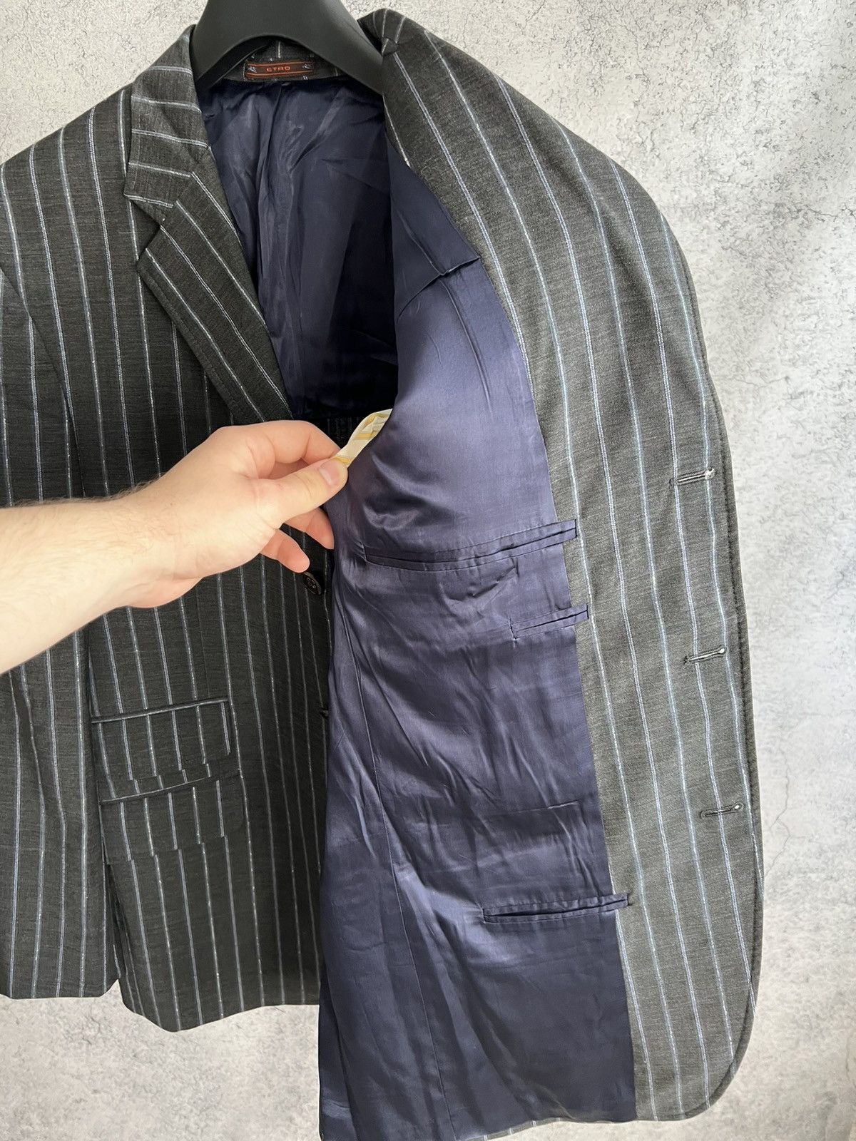Etro Vintage Etro Striped Blazer Classic Suit Luxury size 54 Size 54R - 8 Thumbnail
