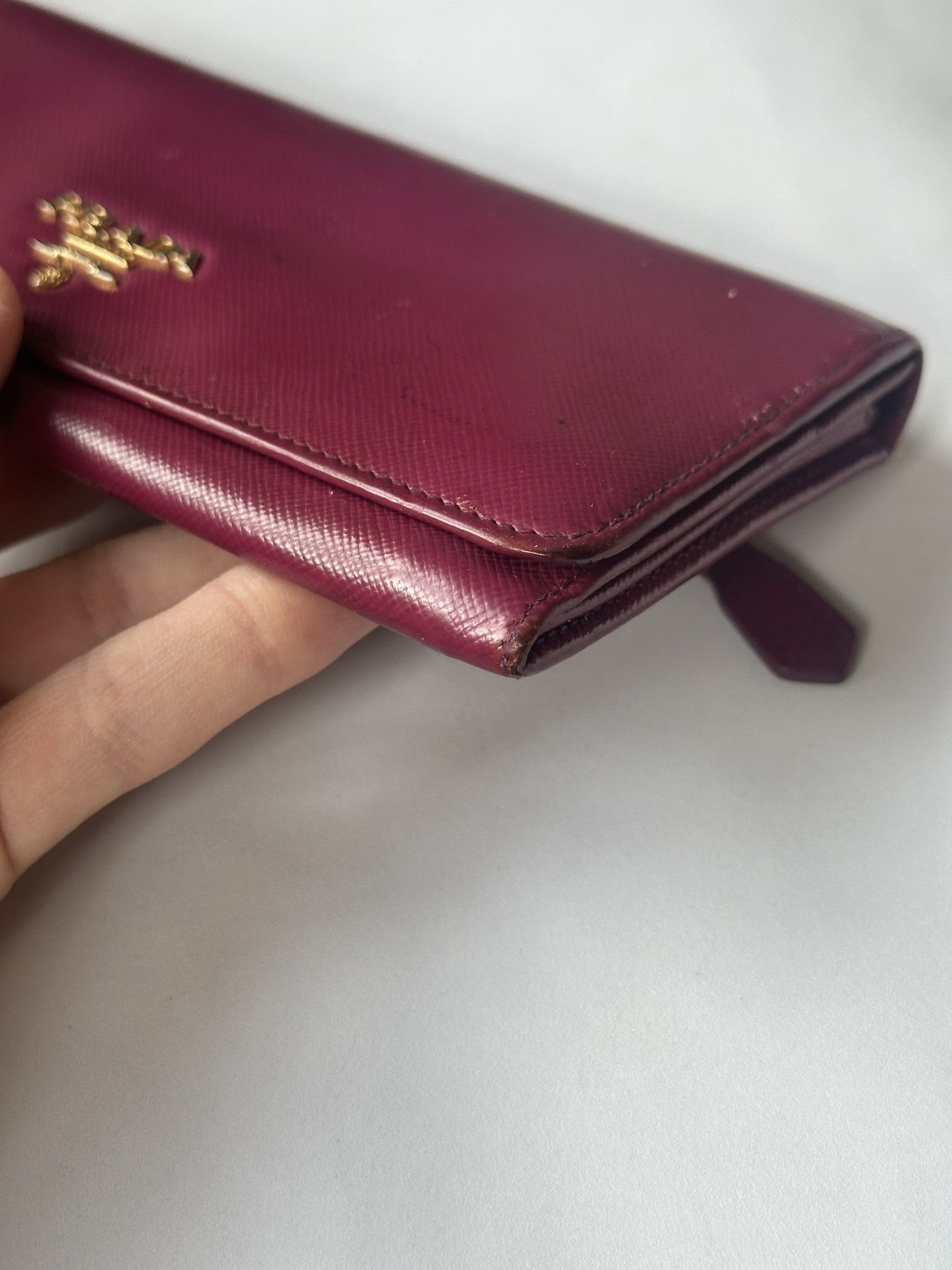 Prada Authentic Prada Wallet Saffiano Long Logo Magenta Size ONE SIZE - 2 Thumbnail