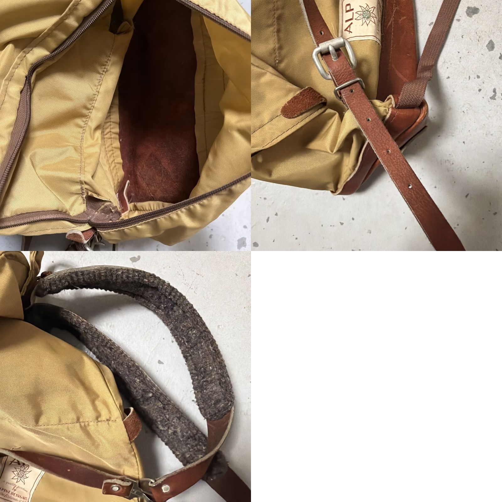 Vintage VINTAGE Alpine Designs Teardrop Canvas Leather Camp Hike Trail Backpack Rucksack Unisex Brown Small"} Size ONE SIZE - 9 Thumbnail