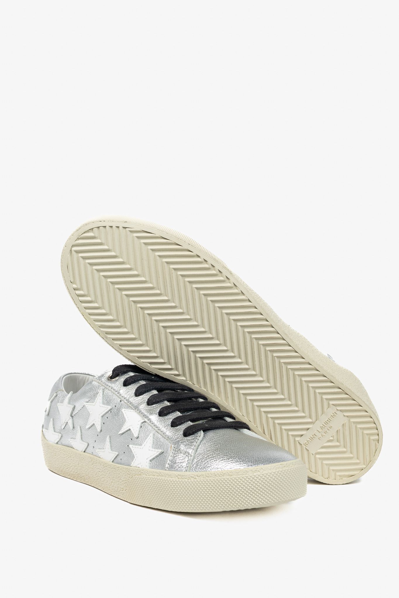 Saint Laurent Paris Saint Laurent Court Classic Star Metallic Low-Top Sneakers Size US 6.5 / EU 39-40 - 4 Thumbnail