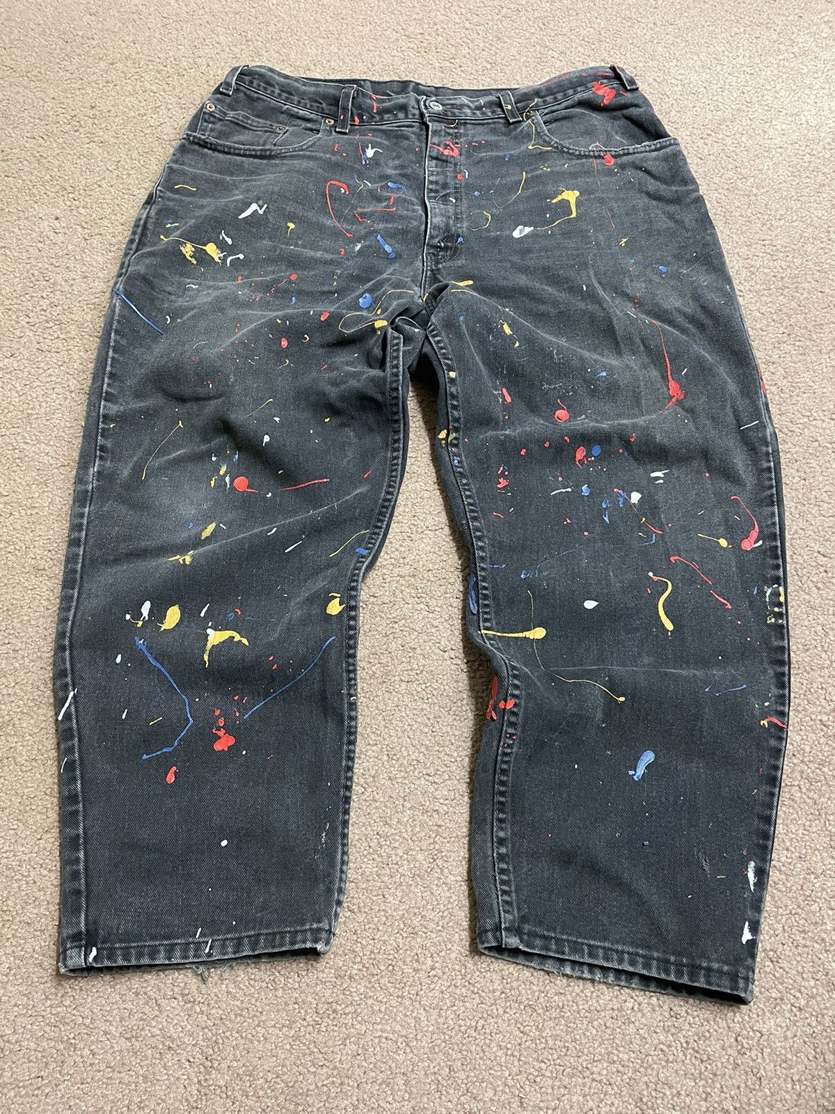 パンツ Y2K 00s archive Black denim jeans Paint 00s LEVI'S black paint denim punk y2k