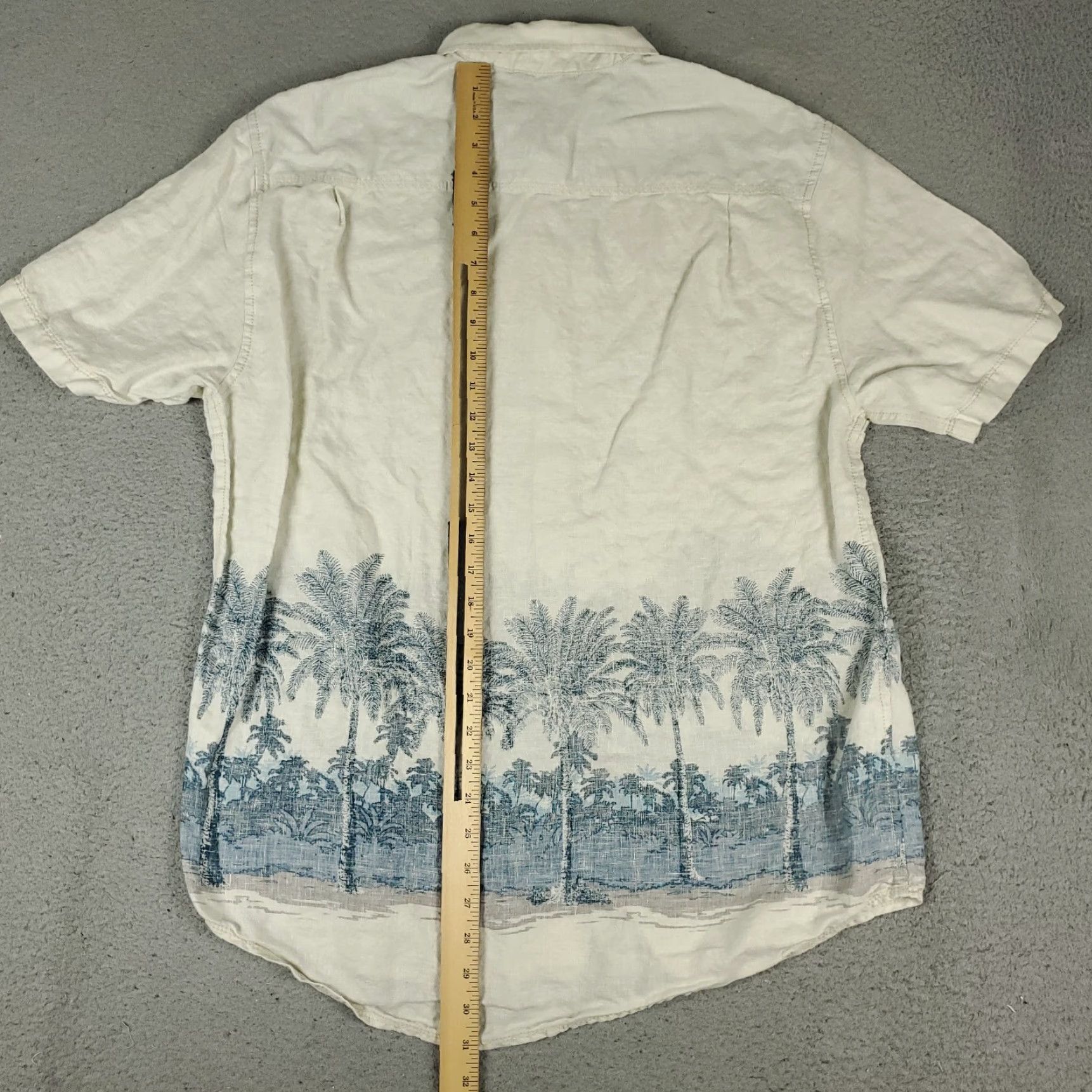 Tommy Bahama Tommy Bahama Shirt Mens Large Off-White Blue Linen Hawaiian Button Up Size US L / EU 52-54 / 3 - 4 Thumbnail