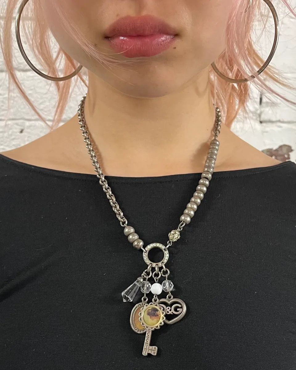Dolce & Gabbana Dolce & Gabbana Silver Stainless Steel Charm Pendant Necklace Size ONE SIZE - 2 Thumbnail