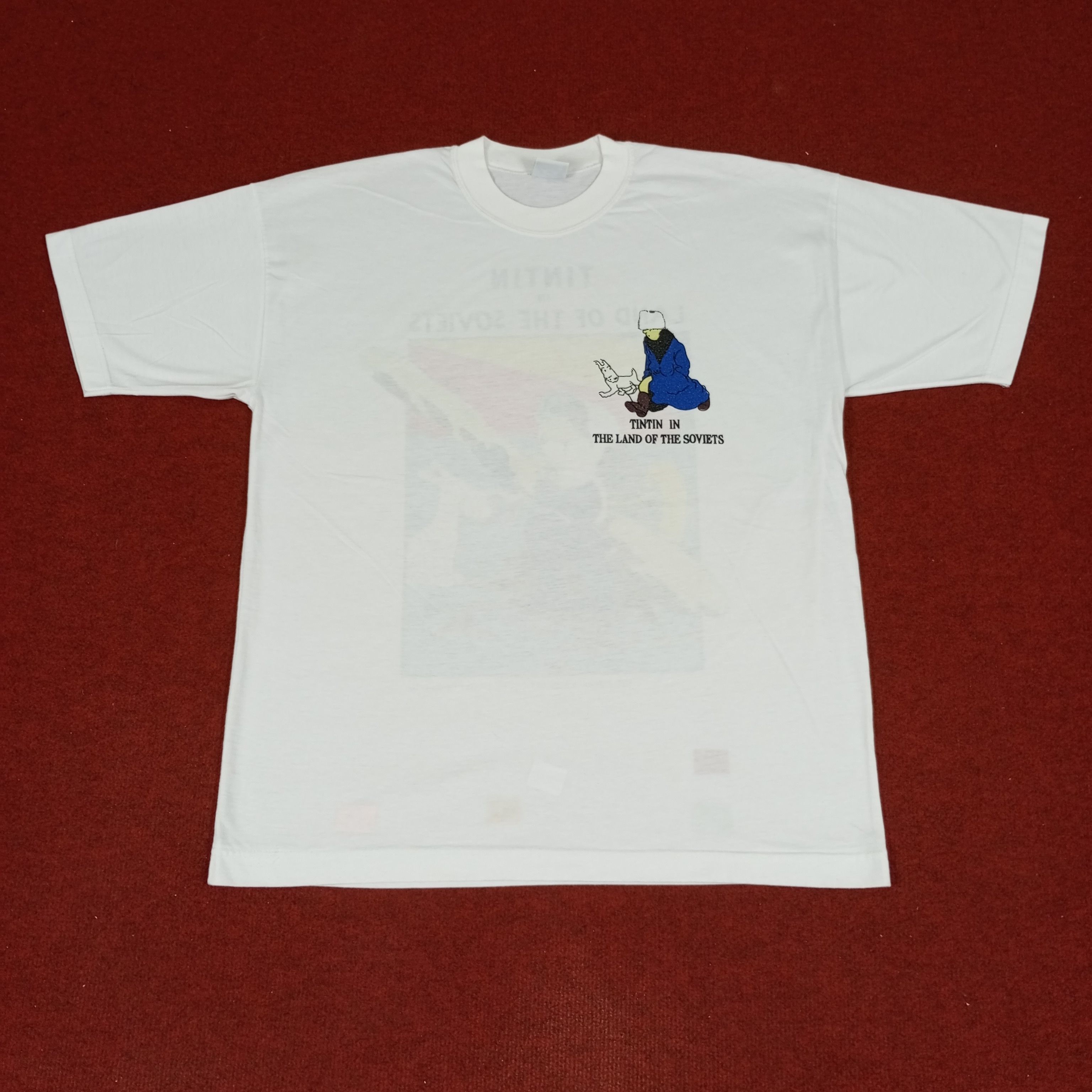 Vintage TINTIN In Land Of The Soviets Streetwear Cartoon Tshirt Size US L / EU 52-54 / 3 - 3 Thumbnail