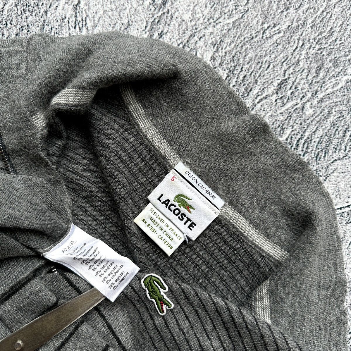 Lacoste Vintage Men’s Lacoste Cashmere Sweater 1/4 Zip Dark Gray Size US M / EU 48-50 / 2 - 9 Thumbnail
