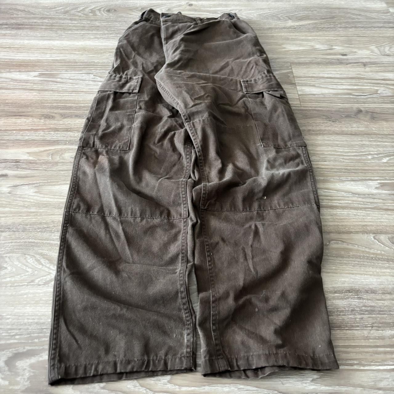 Japanese Brand Crazy Vintage 90s Brown Workwear Skater Style Cargo Pants! 31x30 Size US 31 - 3 Thumbnail