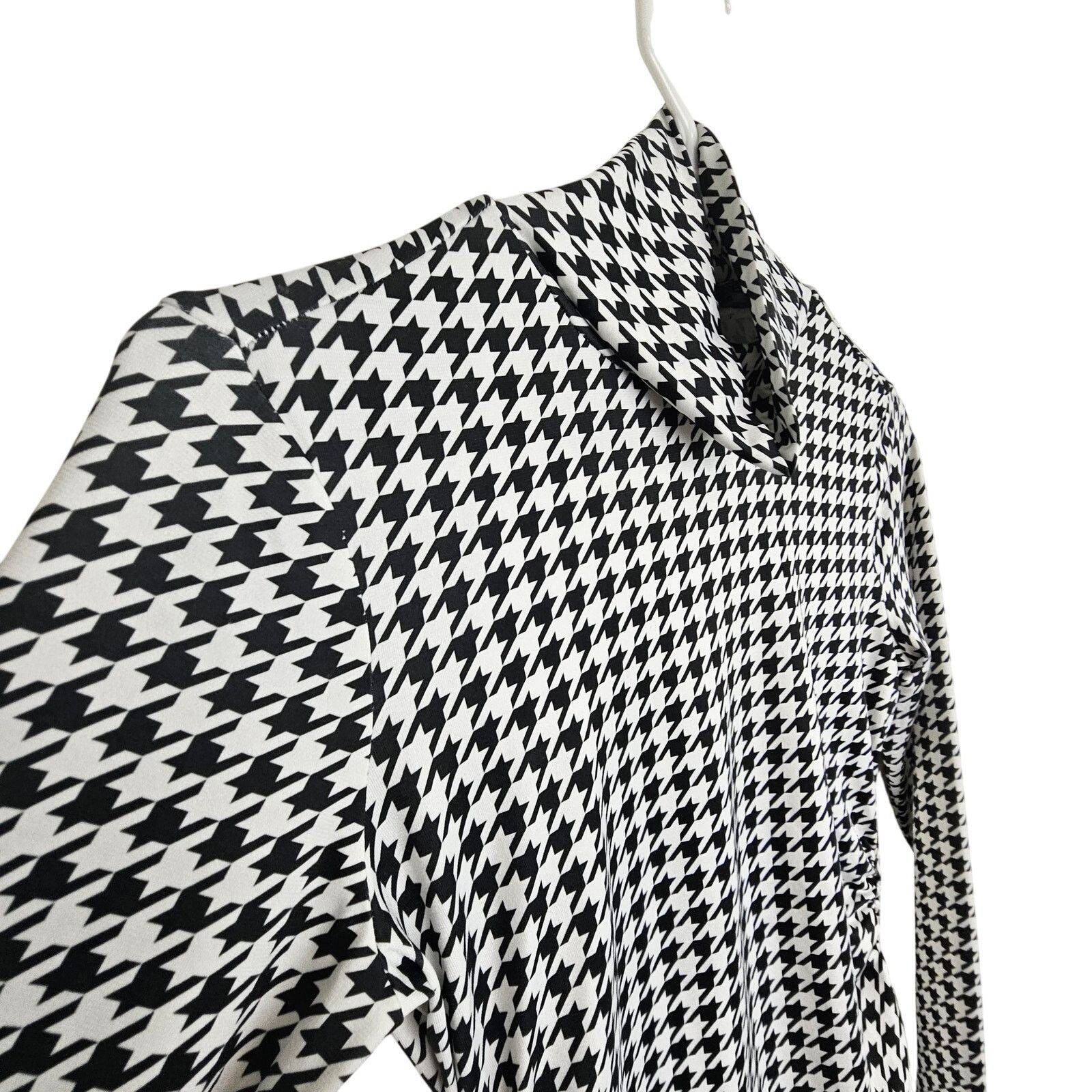 Boston Proper Boston Proper Blouse Turtleneck Black White Houndstooth XXS Size XXS / US 00 / IT 34 - 6 Thumbnail