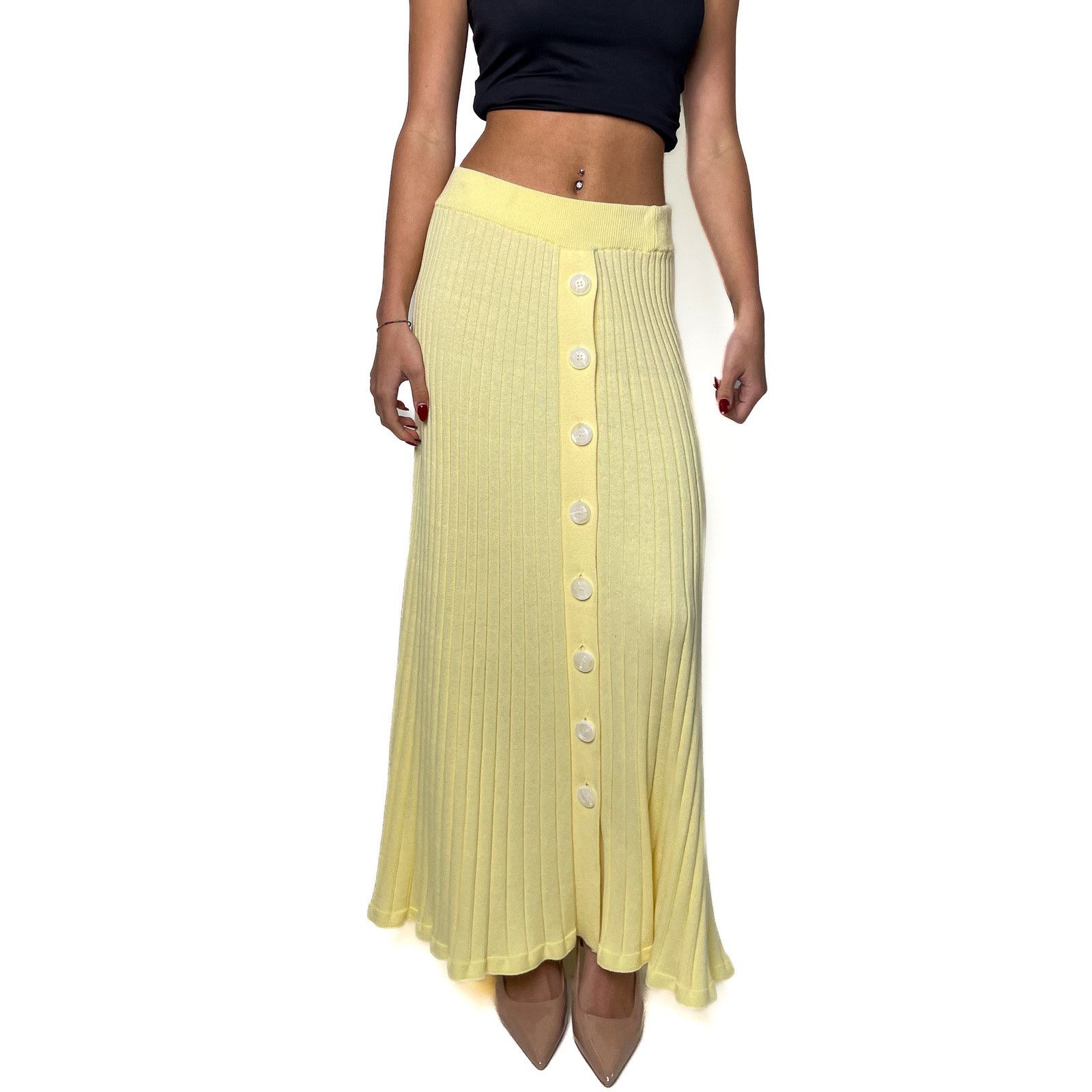 Anna Quan Yellow Button Skirt Size 28" / US 6 / IT 42 - 4 Thumbnail