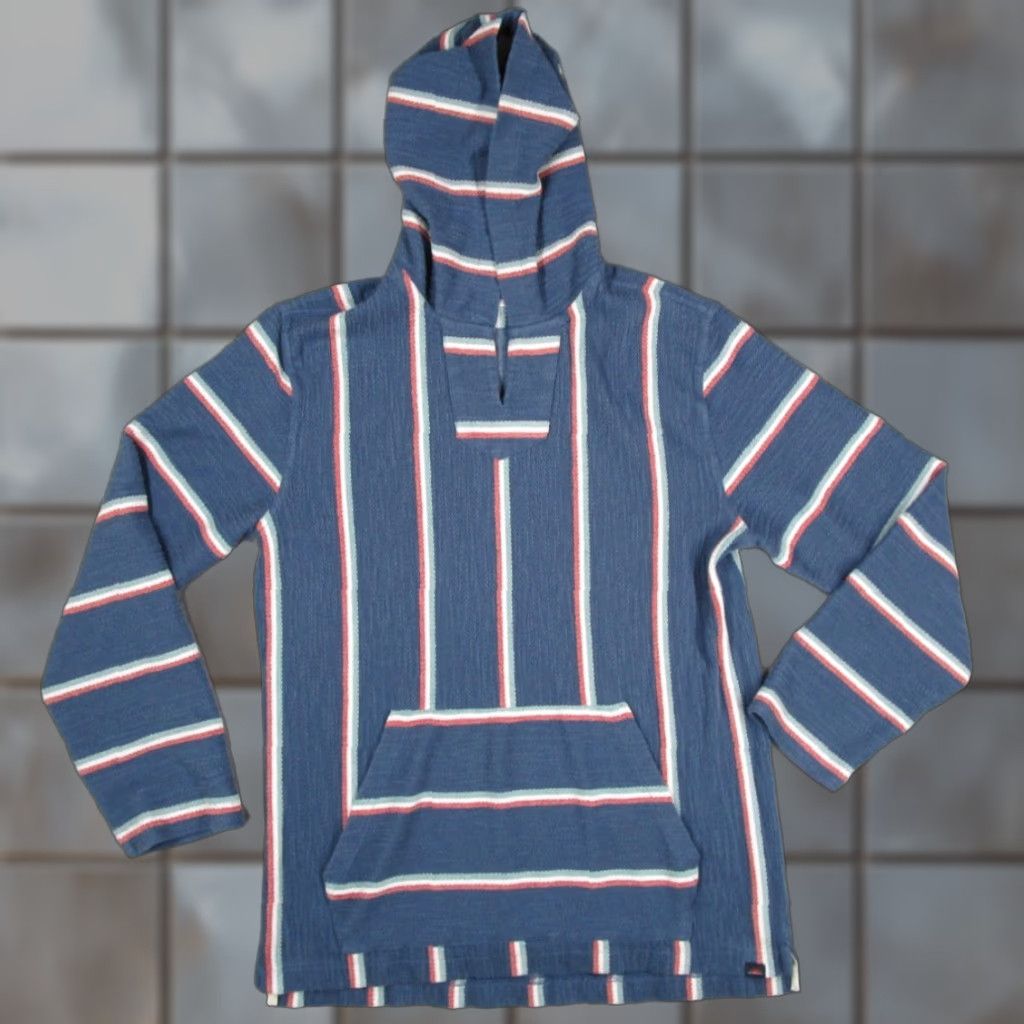 Faherty FAHERTY Hoodie Mens Large Blue Striped Pullover Hooded V-Neck Kangaroo Pocket Organic Cotton Blend Size US L / EU 52-54 / 3 - 1 Thumbnail