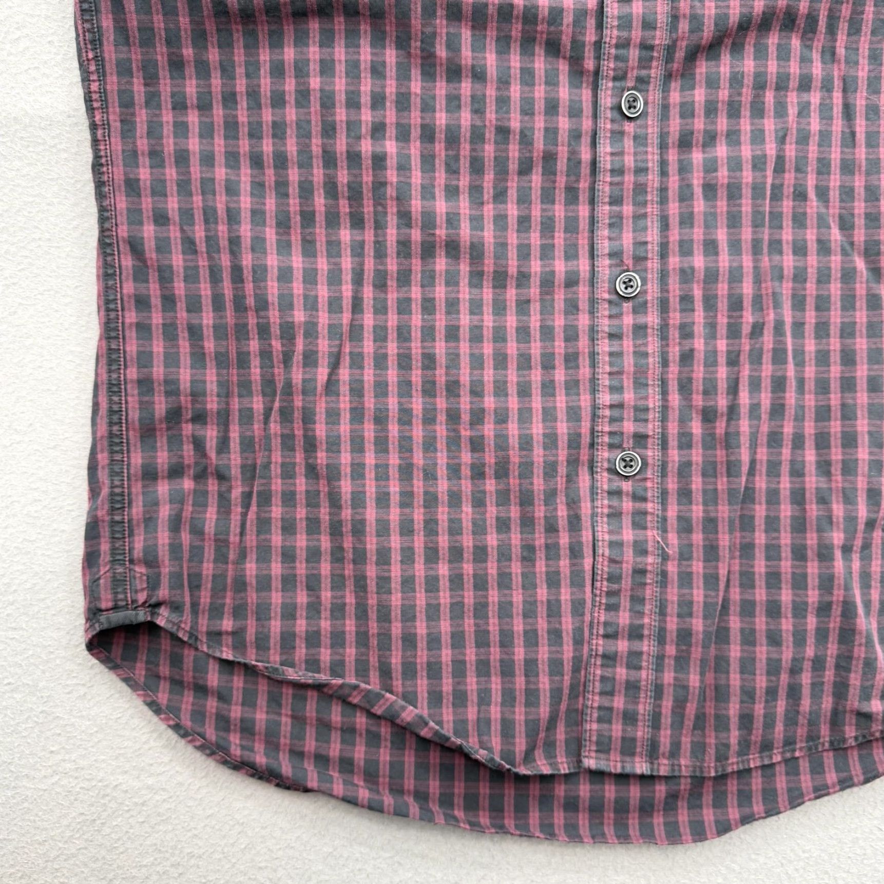 Rag & Bone rag & bone Shirt Mens Medium Burgundy Black Plaid Slim Fit Button Down Casual Size US M / EU 48-50 / 2 - 6 Thumbnail