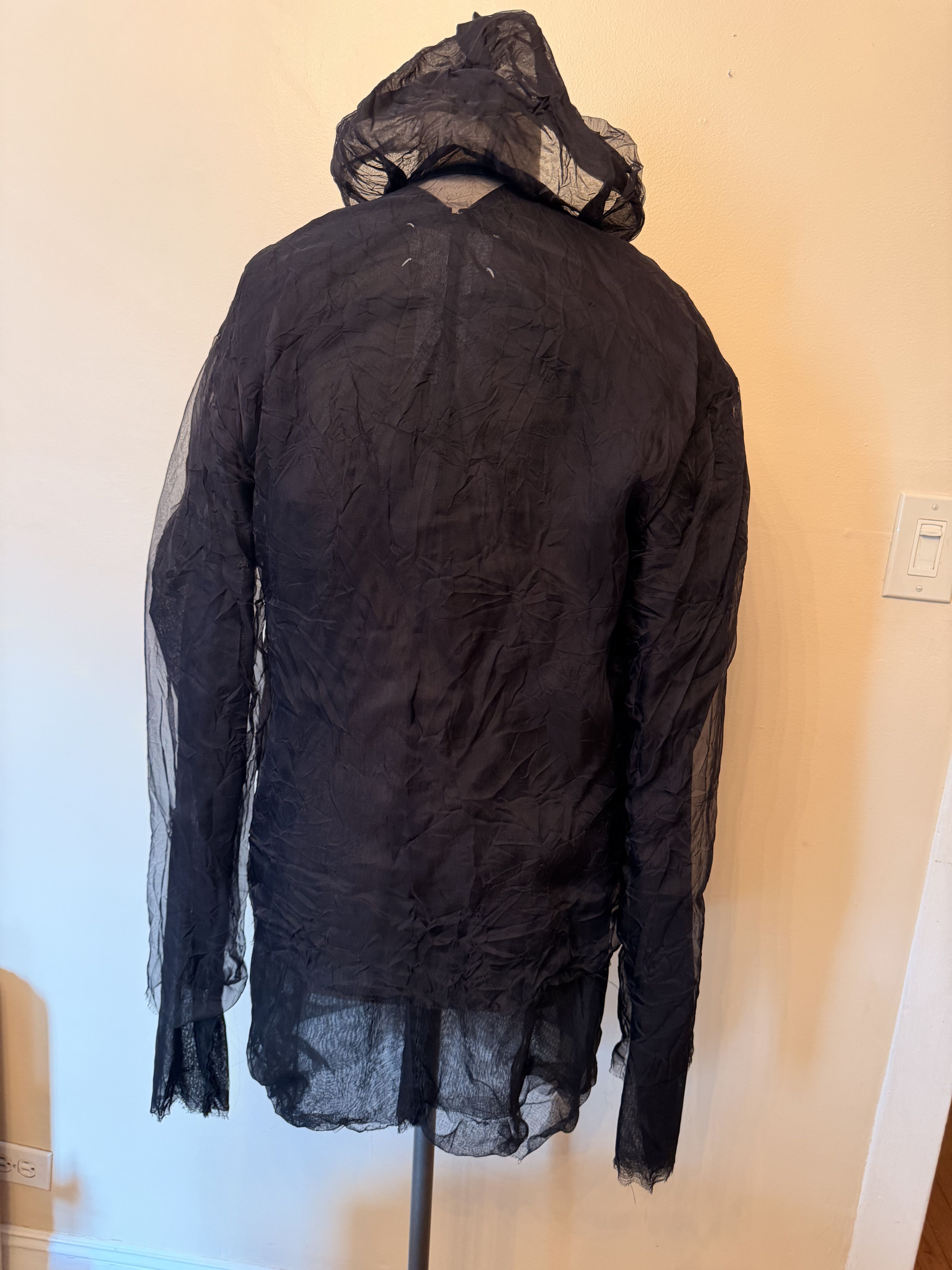 Maison Margiela NWT $1760 Men's Maison Magiela Black Silk Blend Zip Hoodie, Size US M / EU 48-50 / 2 - 6 Thumbnail