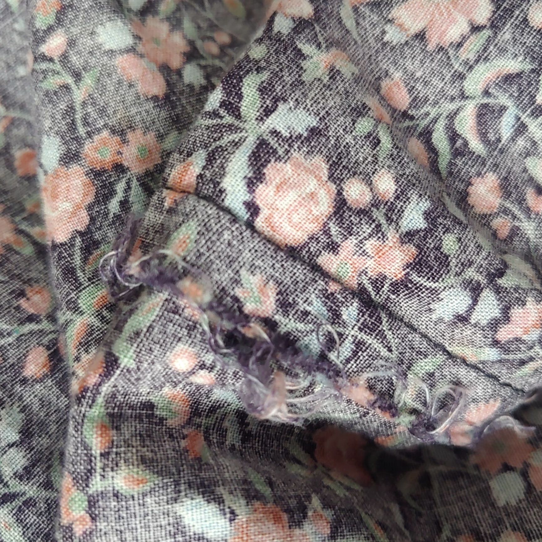 Vintage VINTAGE Flowers Dress Short Sleeve Belted A-Line Cadet Blue Pink Floral Cotton Knee Length Womens S USILGWU Belted Dress Vintage Small Size 28" / US 6 / IT 42 - 7 Thumbnail