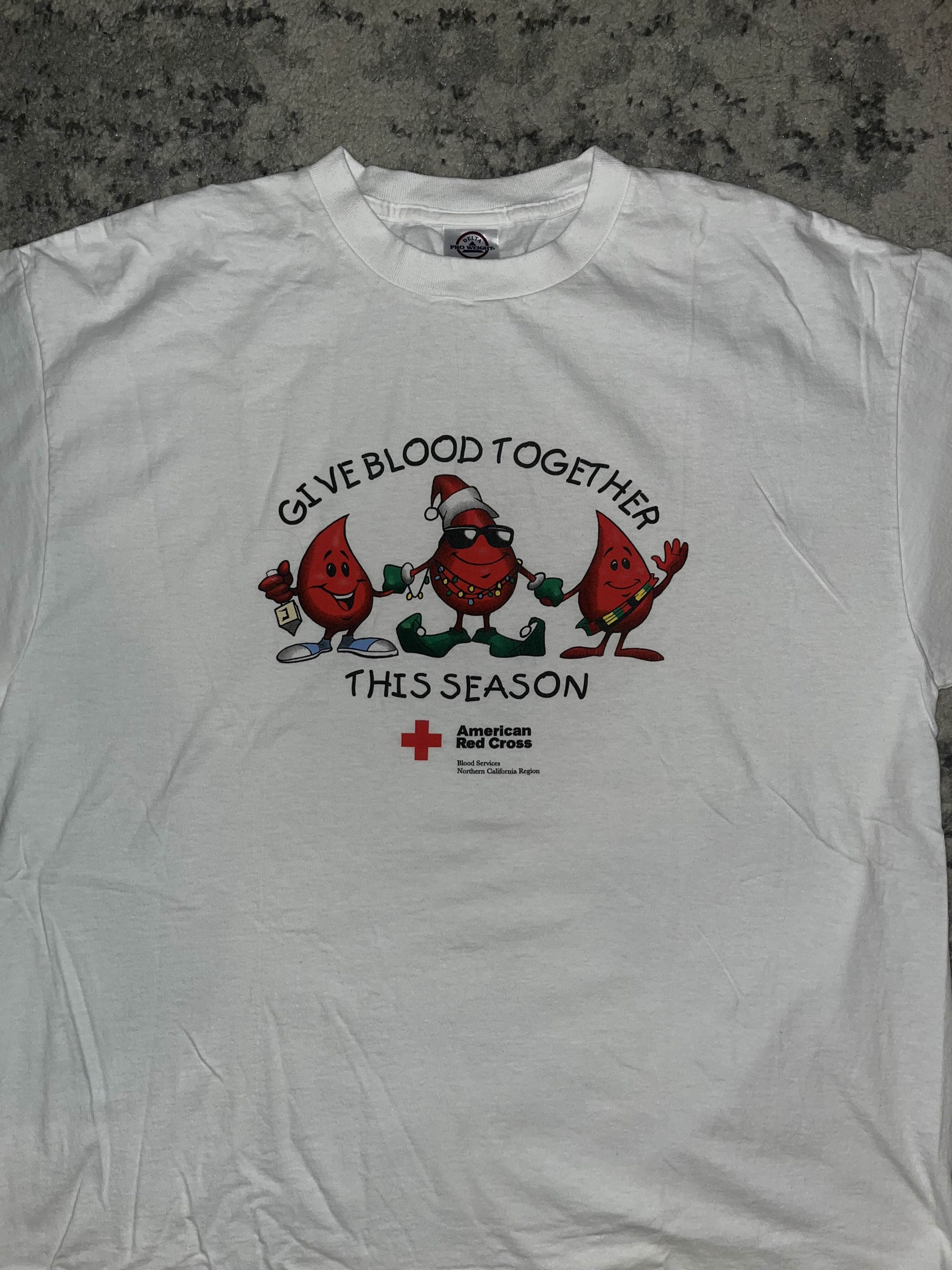 Vintage Vintage 90s Give Blood Together Red Cross Shirt Size US XL / EU 56 / 4 - 2 Thumbnail