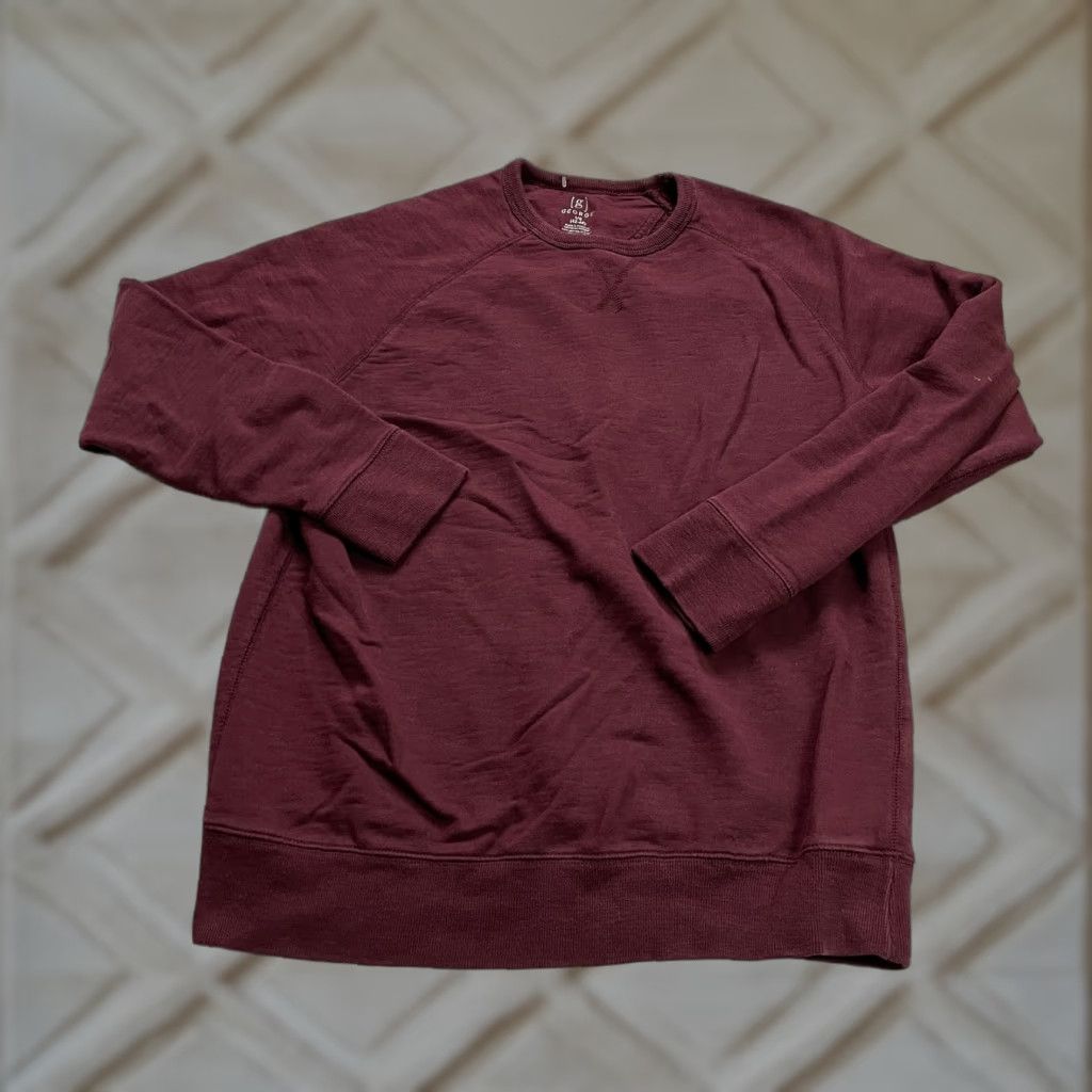George George Pullover Sweatshirt Mens Large Maroon Crew Neck Long Sleeve Cotton Size US L / EU 52-54 / 3 - 1 Thumbnail