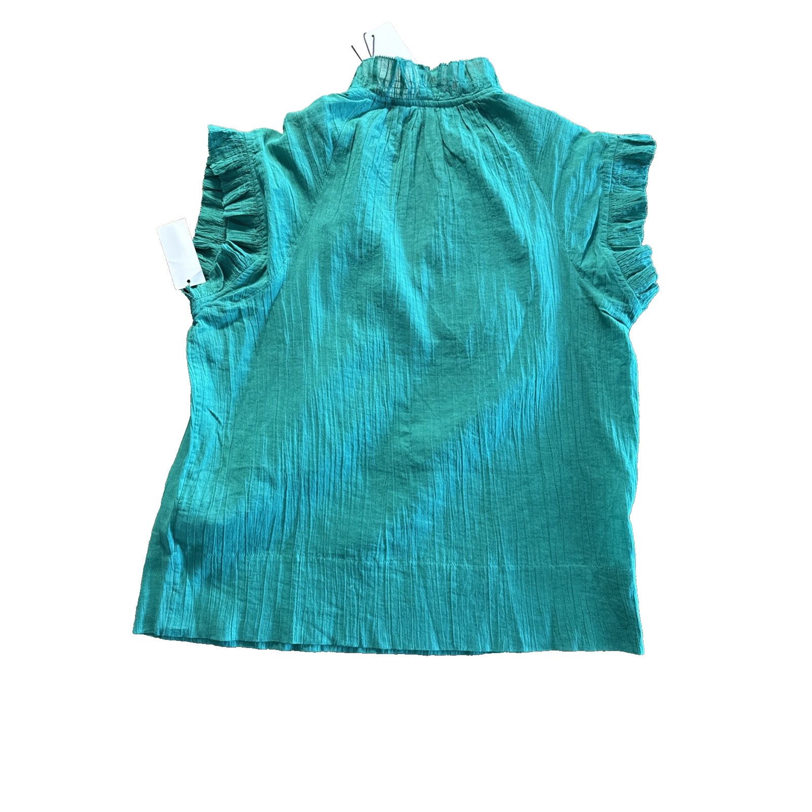 Joie Joie Drawley Cotton Top Women XXS Green Split Neck Ruffle Size XXS / US 00 / IT 34 - 4 Thumbnail