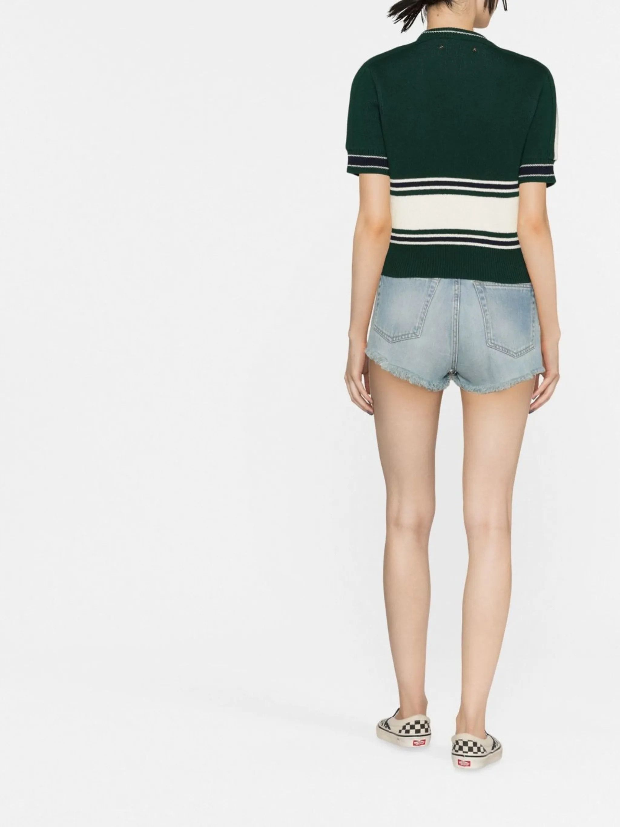 Golden Goose o1y0825 Crewneck Sweater in Emerald Green/White Size L / US 10 / IT 46 - 4 Thumbnail