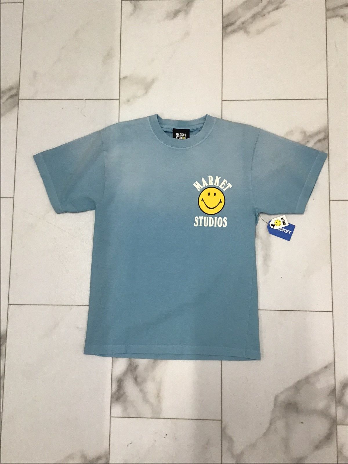 Market MARKET Smiley Upside Down Lockup T-Shirt Retro Blue Size US S / EU 44-46 / 1 - 2 Thumbnail