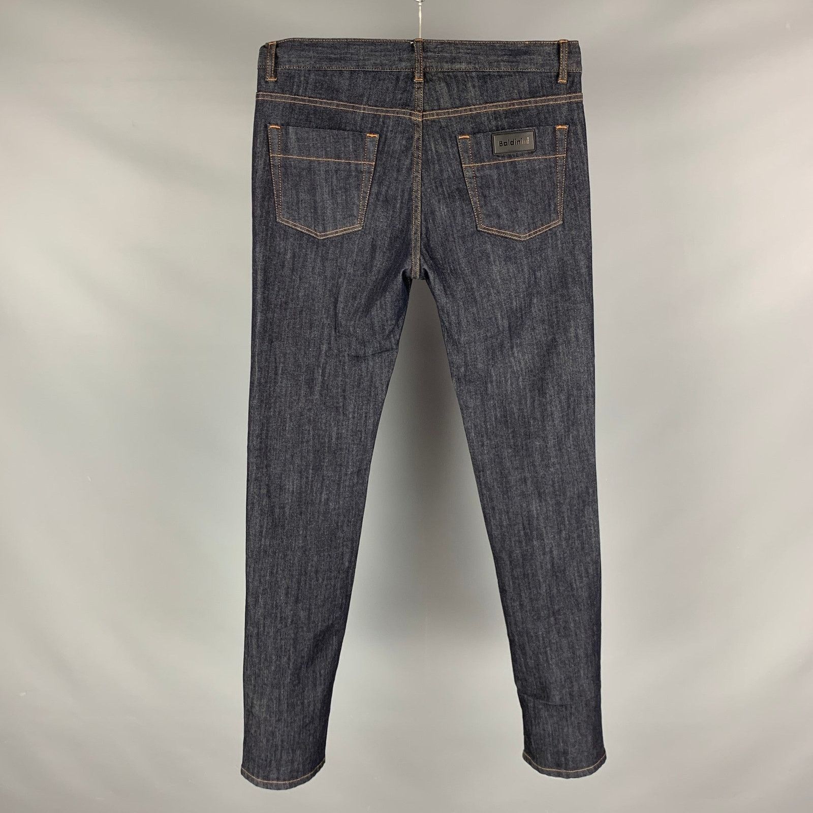 Baldinini 34 Navy Contrast Stitch Cotton Elastane Button Fly Jeans Size US 34 / EU 50 - 2 Thumbnail