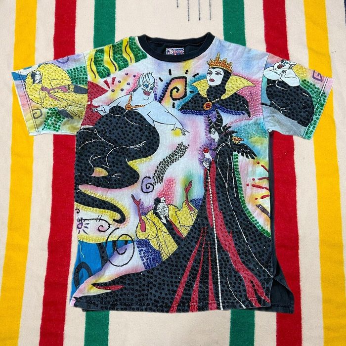 Vintage Disney Women's T-Shirt by JouJou Size XL Villains Sequins