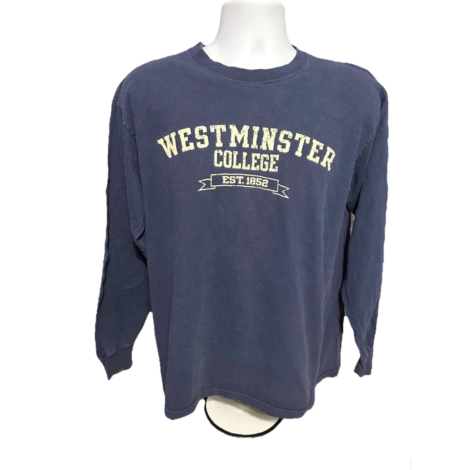 Soffe Westminster College Long Sleeve Shirt Women L Navy Blue Crew Neck Lightweight Cotton MJ Soffe Solid Club College Theme Mens Womens? Size L / US 10 / IT 46 - 2 Thumbnail