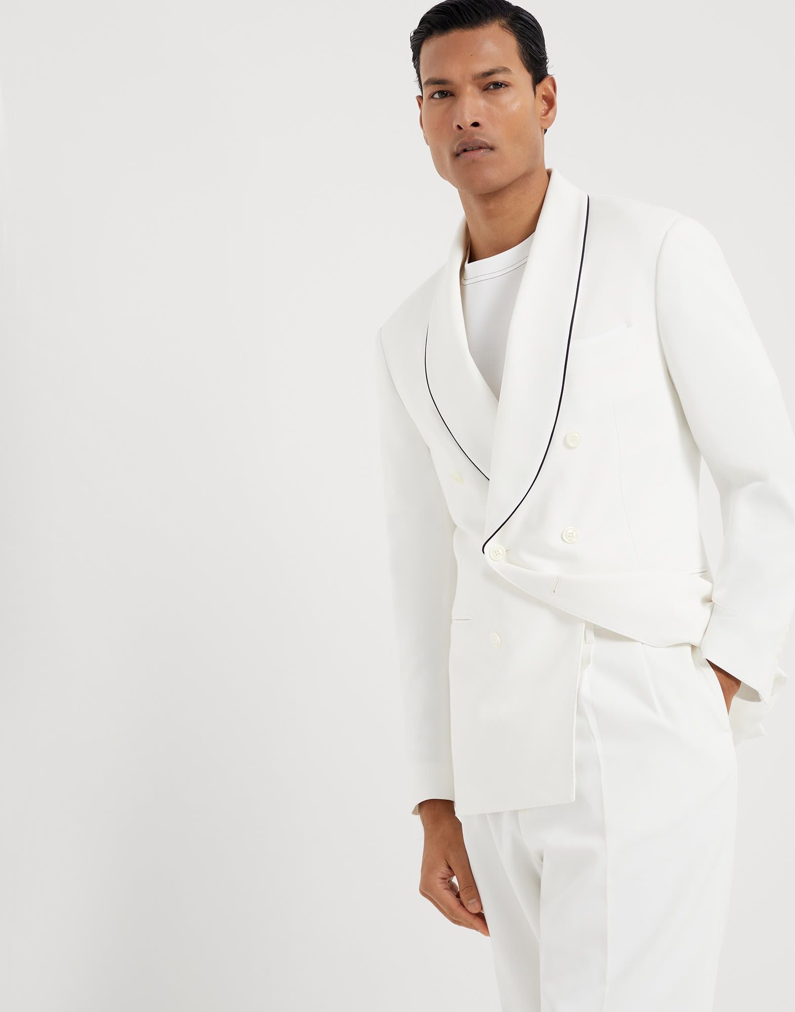 Brunello Cucinelli o1w1db10925 Suit-Type Jacket in White Size US M / EU 48-50 / 2 - 1 Thumbnail