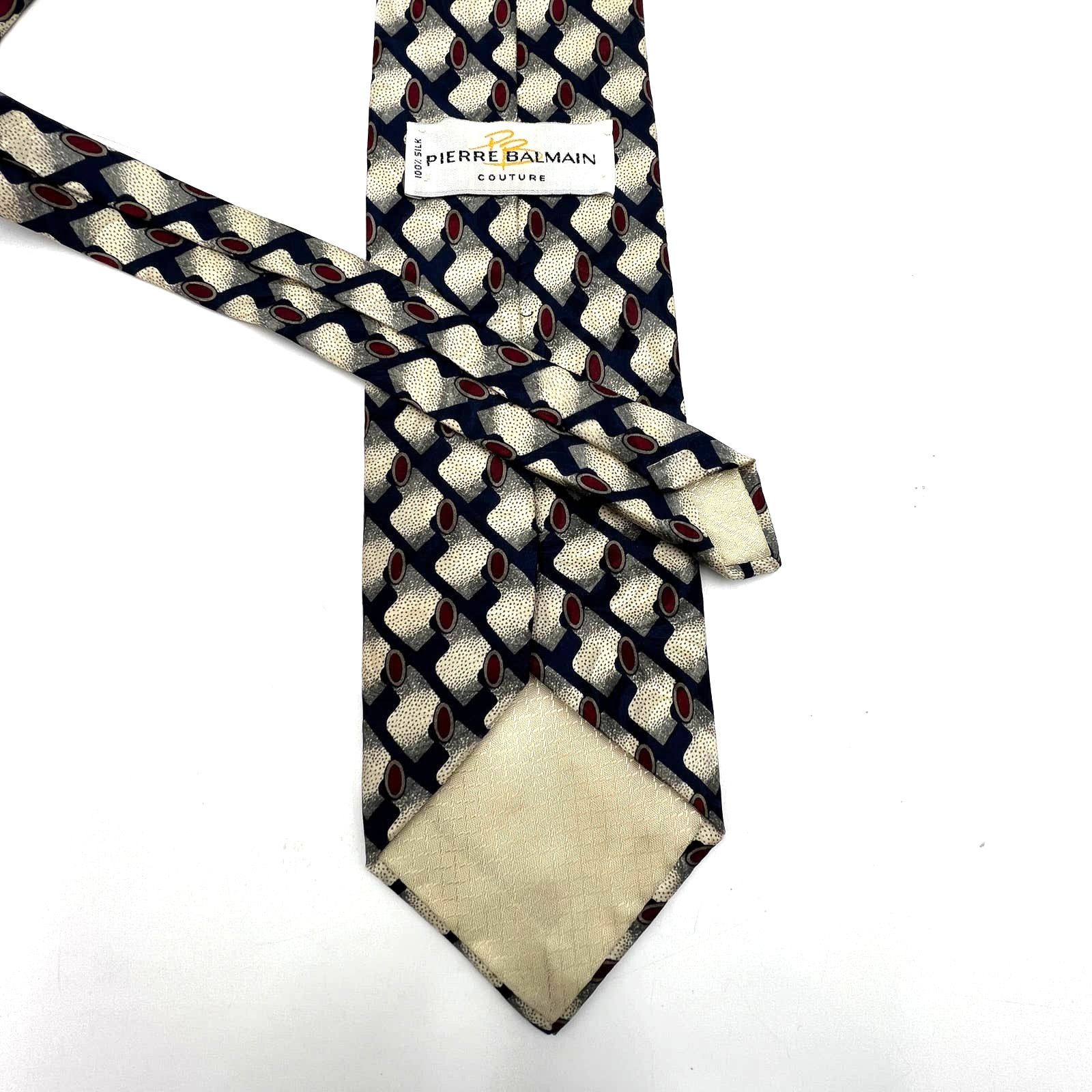 Pierre Balmain Balmain Abstract Silk Tie Navy Blue Motif Size ONE SIZE - 2 Thumbnail