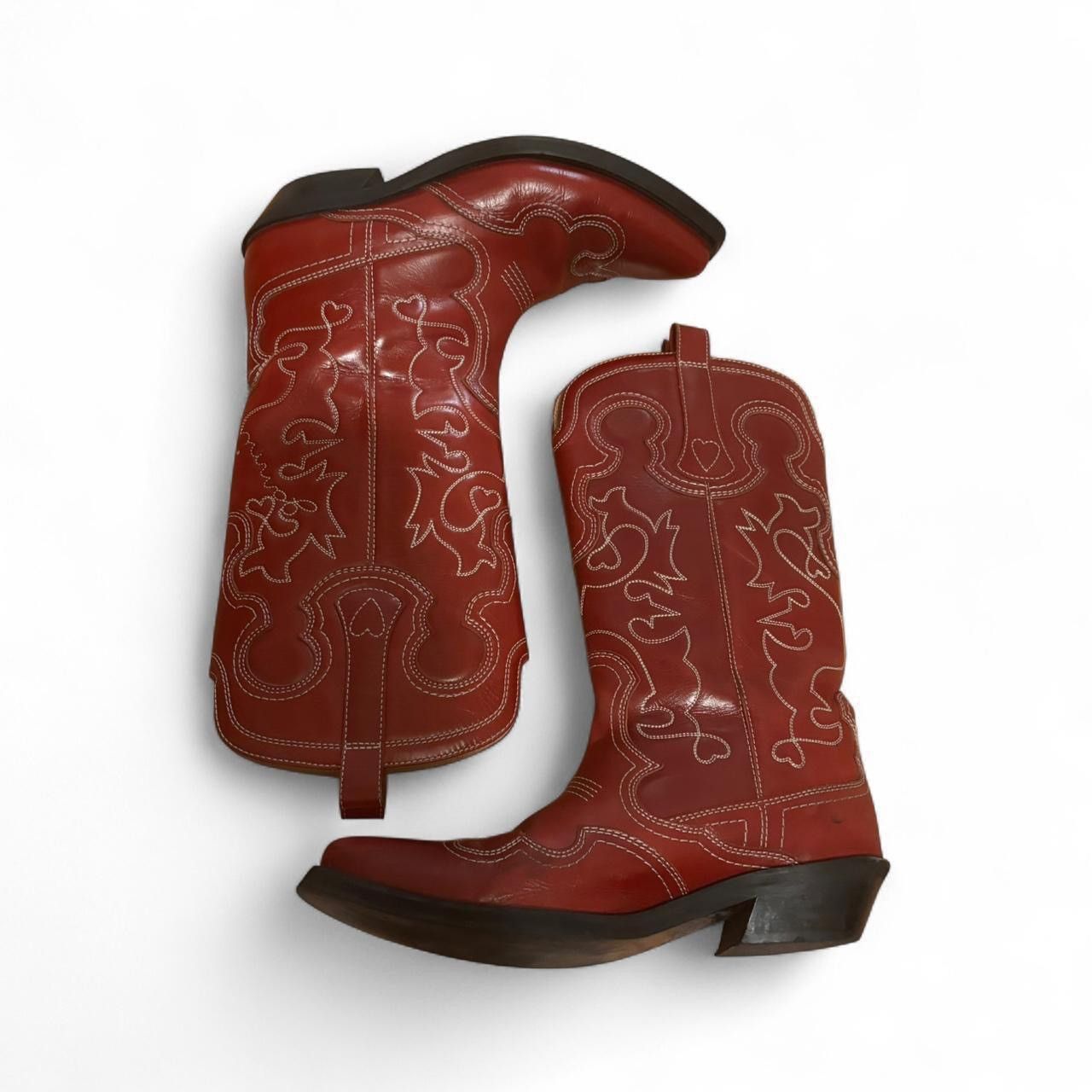 Ganni Ganni red leather western boots Size US 12 / IT 42 - 1 Thumbnail