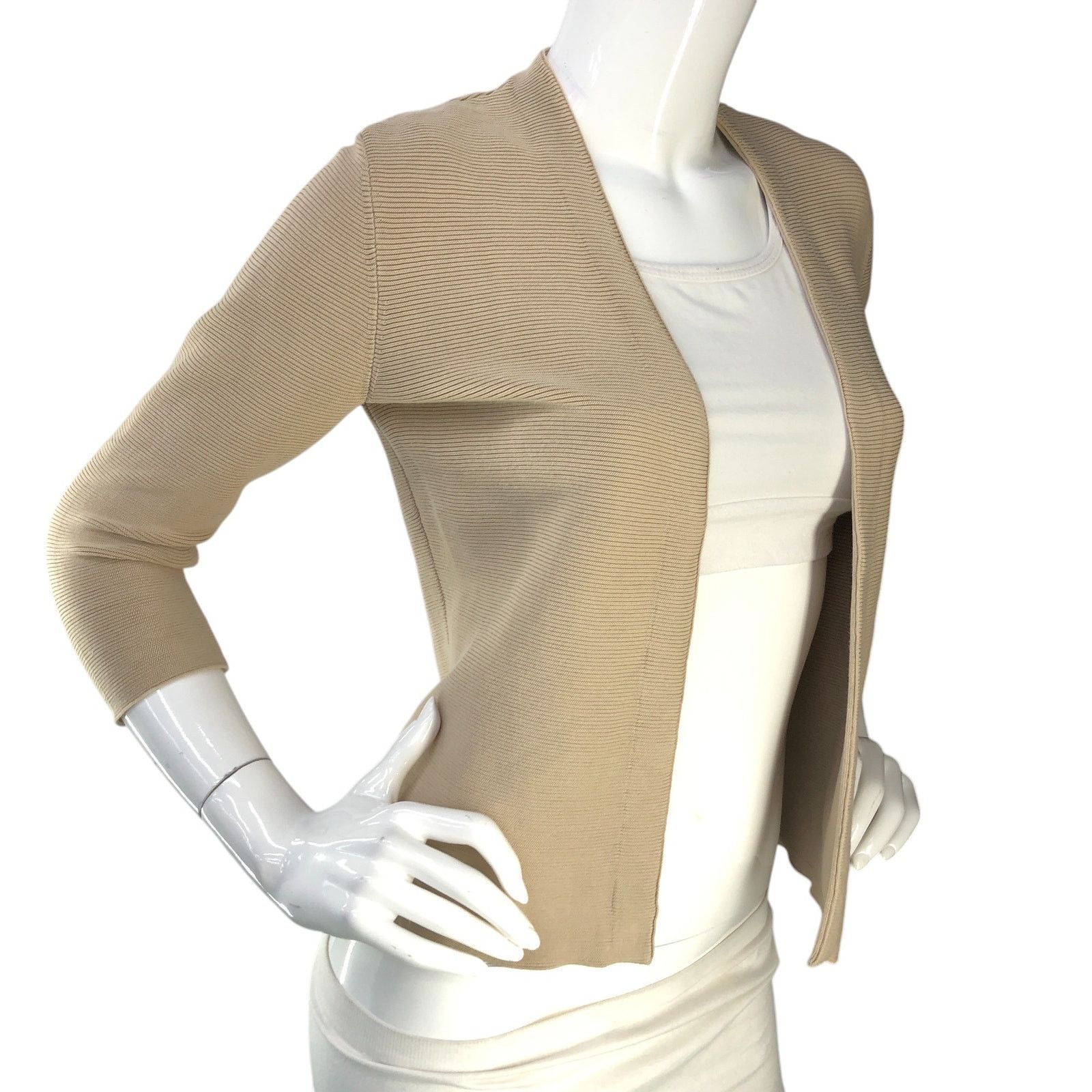 J.McLaughlin J McLaughlin Size S Cardigan Open Front Knit Ribbed Cotton Size M / US 6-8 / IT 42-44 - 10 Thumbnail
