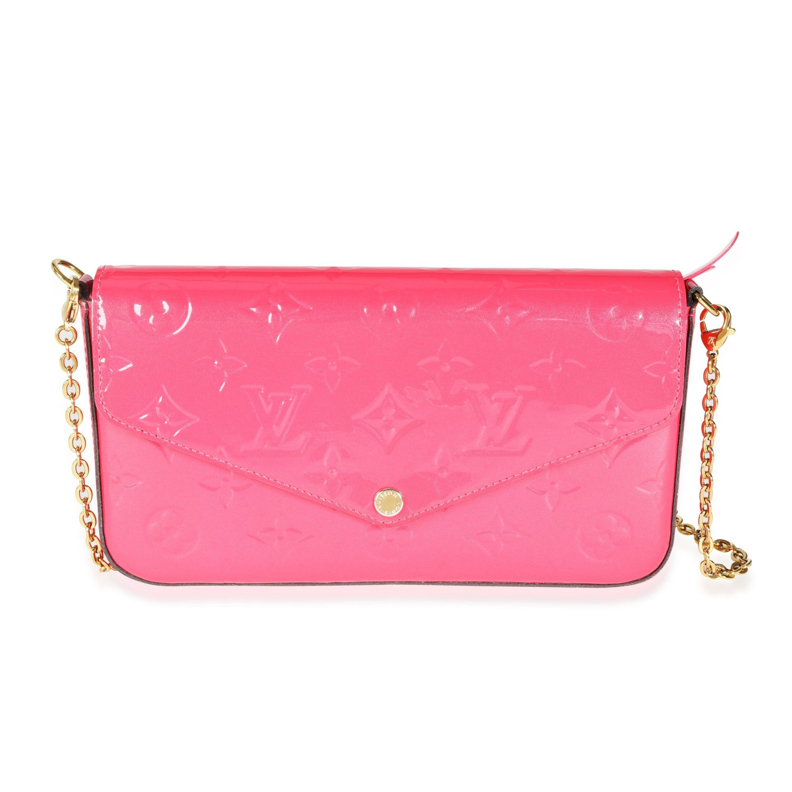 image of Louis Vuitton Fuchsia Monogram Vernis Félicie Pochette in Pink, Women's