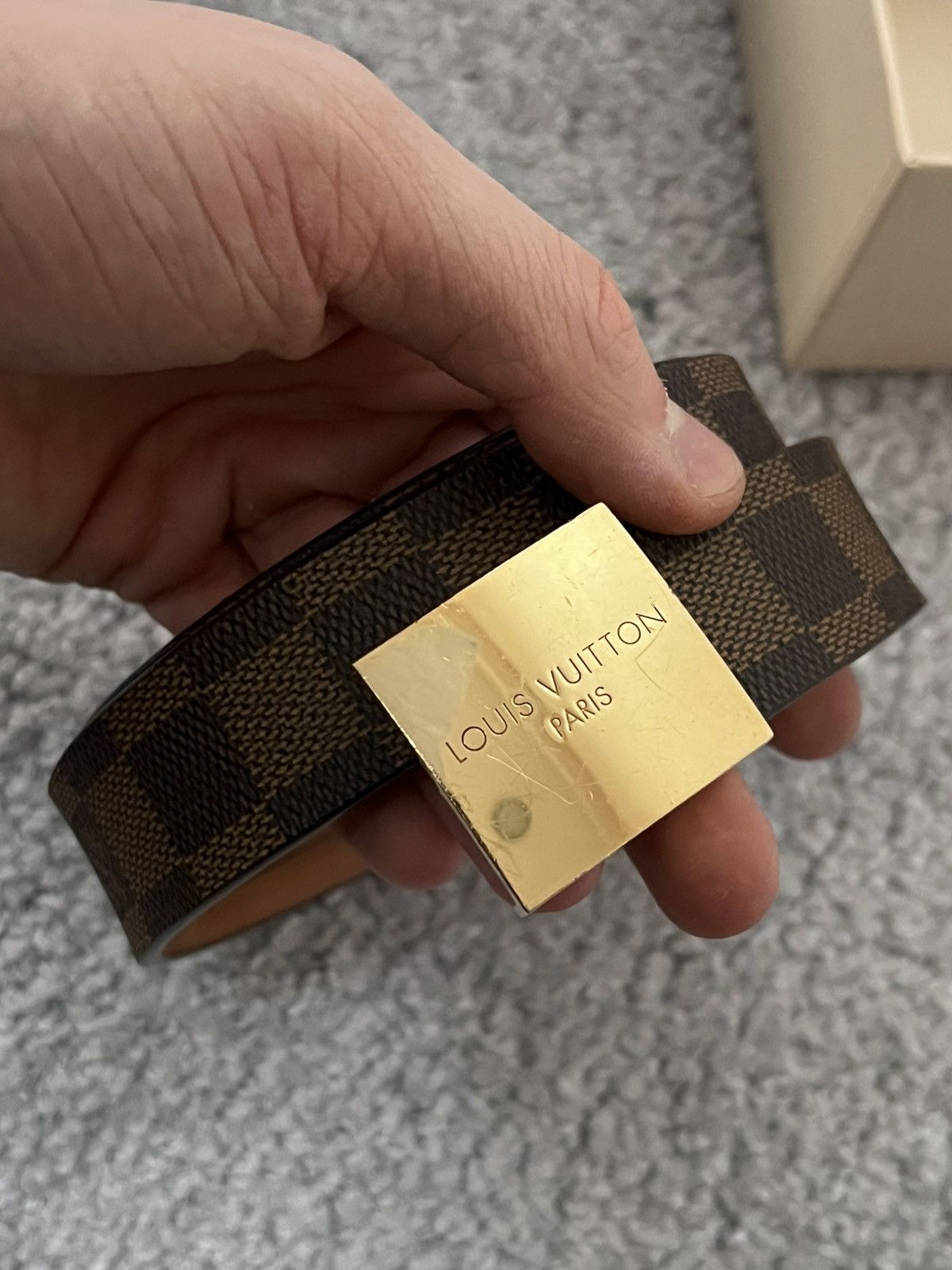 Louis Vuitton Louis Vuitton Damier Santur Carre Belt Brown Golden Size ONE SIZE - 5 Thumbnail