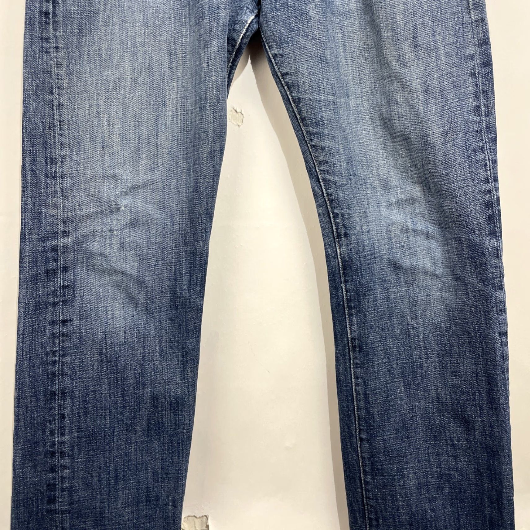 Levi's Levi's 501 Jeans Mens 34x34 Blue Denim Button Fly Distressed Casual Pants Size US 34 / EU 50 - 7 Thumbnail