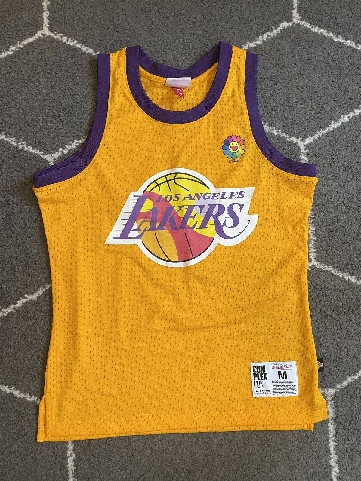 image of Takashi Murukami Lakers Jersey Complexcon in Yellow, Men's (Size Medium)