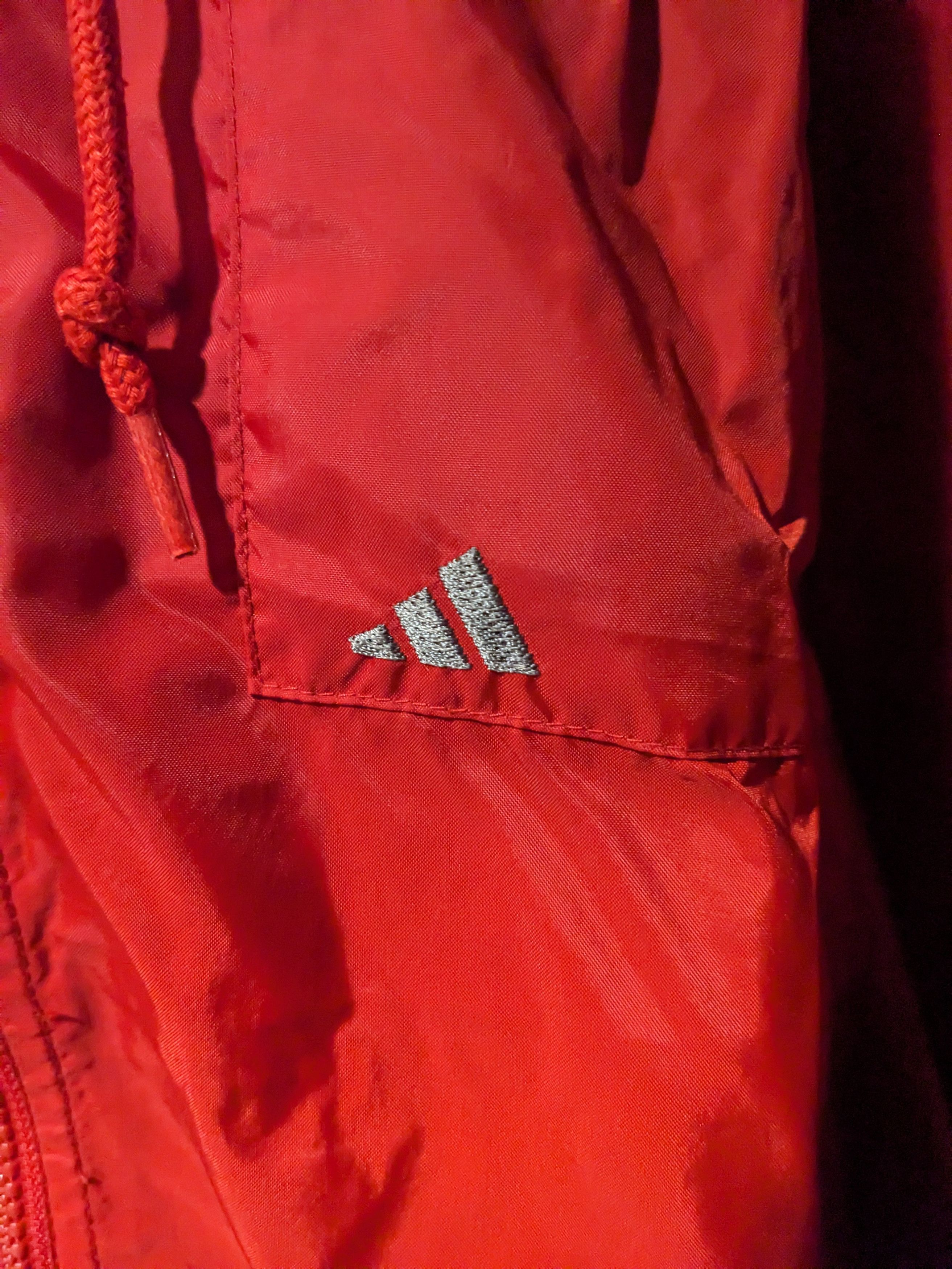 Adidas × Vintage Vintage 90s Adidas Logo Three Stripe Red Large Windbreaker Size US L / EU 52-54 / 3 - 4 Thumbnail