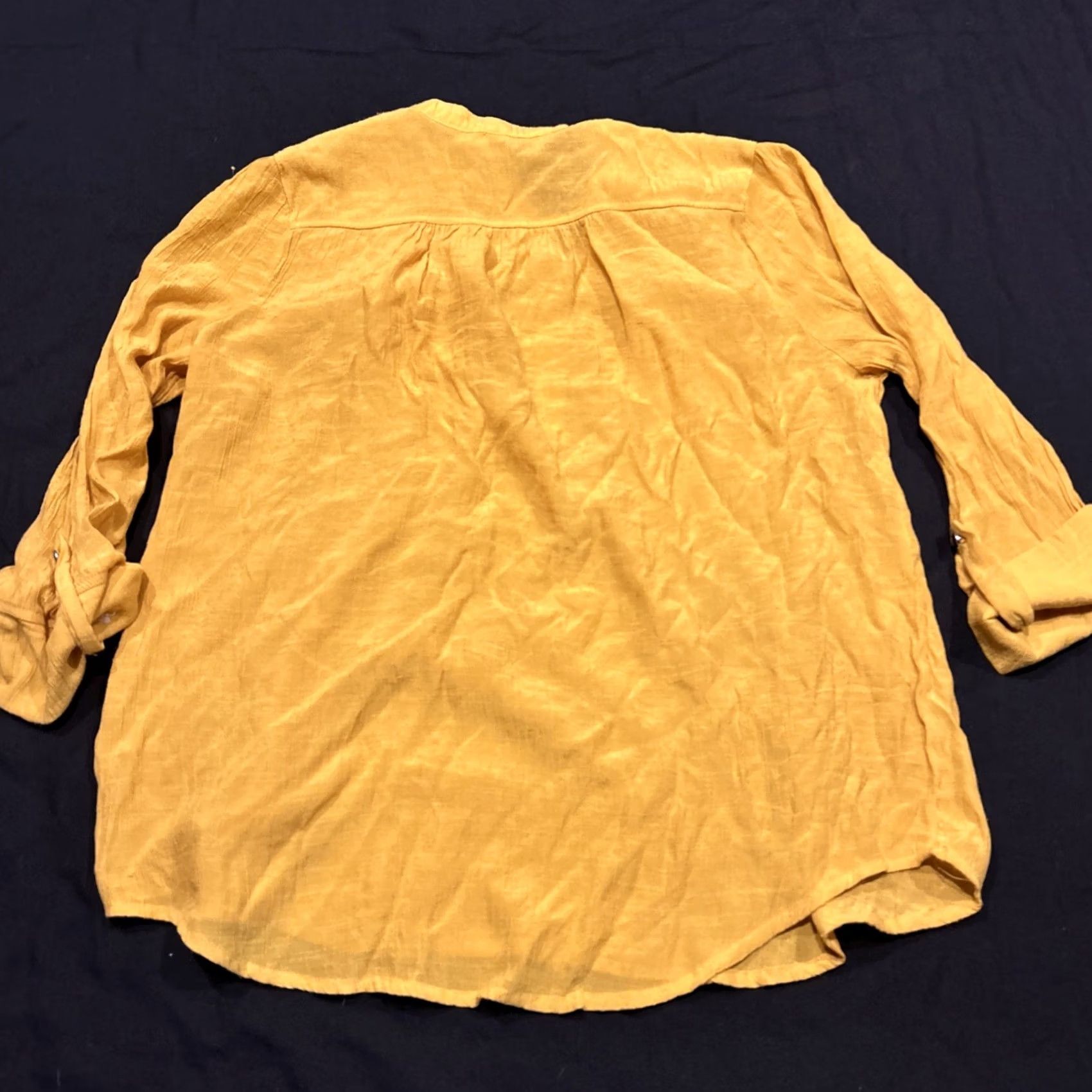 Vintage Cocomo Tunic Shirt Women 3/4 Sleeve Button Split Neck Yellow Bohemian Lightweight Polyester Rayon M Size M / US 6-8 / IT 42-44 - 5 Thumbnail