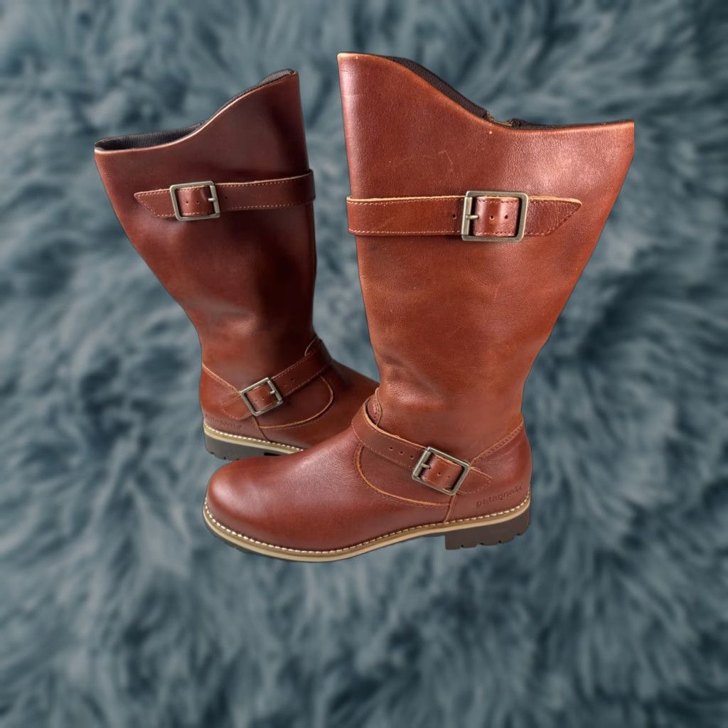 Patagonia Patagonia Women's Tin Shed Rider Boot Sz 9.5 Brown Leather Moto Buckle Lug Sole Mid-Calf Buckle Boots Womens Size US 10 / IT 40 - 1 Thumbnail
