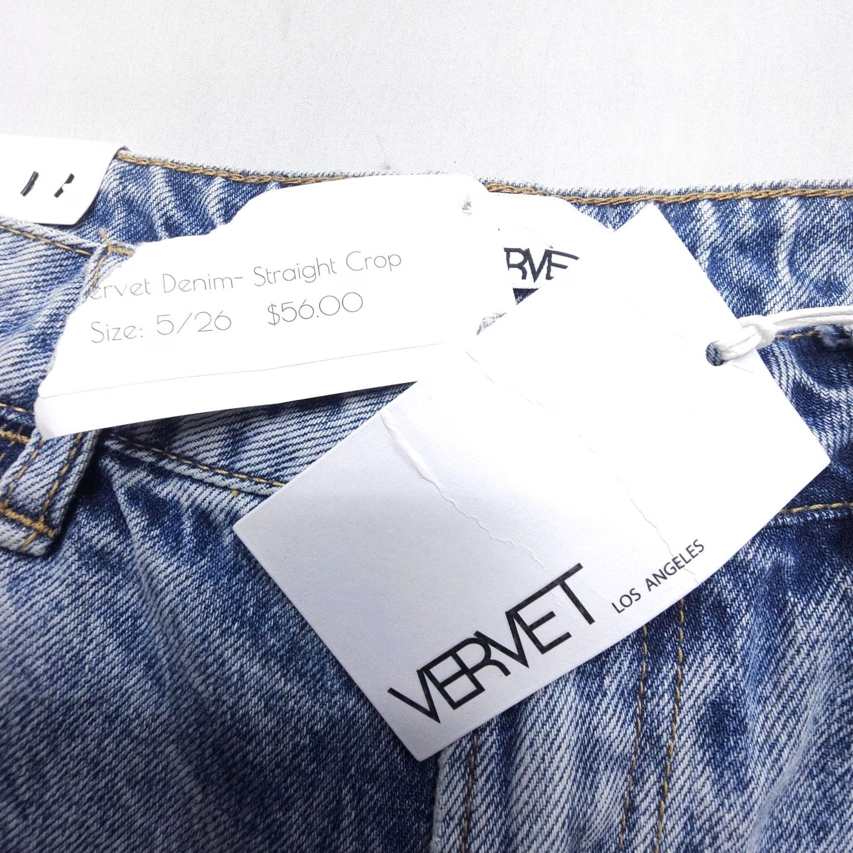 Vintage VERVET High Rise Straight Crop Jeans Womens 26 x 26" Blue Rigid Cotton Denim NWT Size 26" / US 2 / IT 38 - 3 Thumbnail