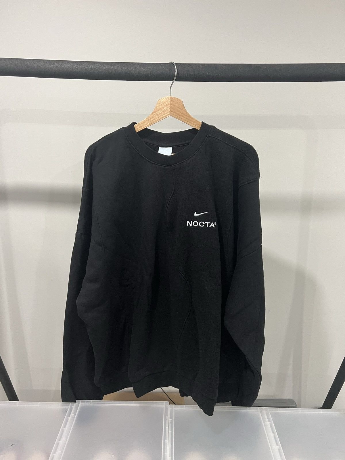 image of Nike Nocta Defective Garments Wavy Crewneck in Black, Men's (Size XL)