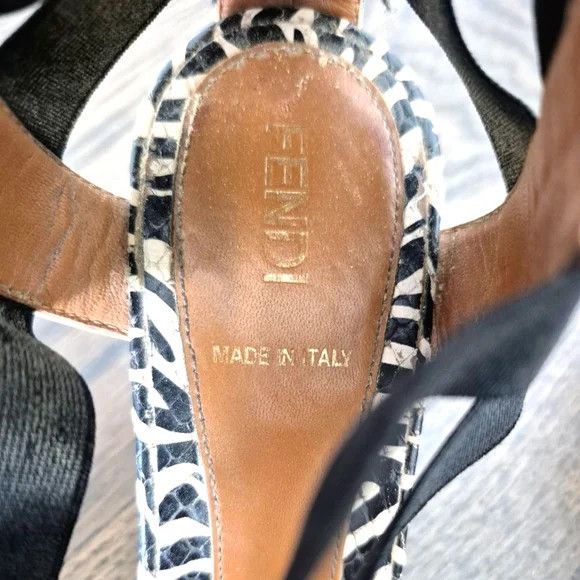 Fendi Carioca Zebra Print Leather Wedge Sandal Size US 6.5 / IT 36.5 - 12 Thumbnail