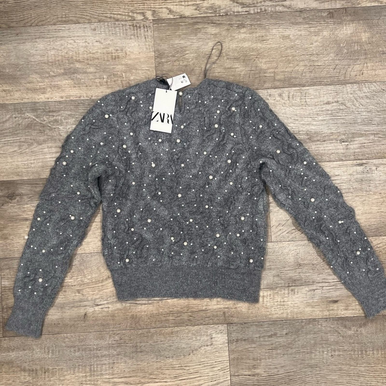 Zara Zara Pearl Wool-Blend Gray Sweater NWT Size M / US 6-8 / IT 42-44 - 14 Thumbnail