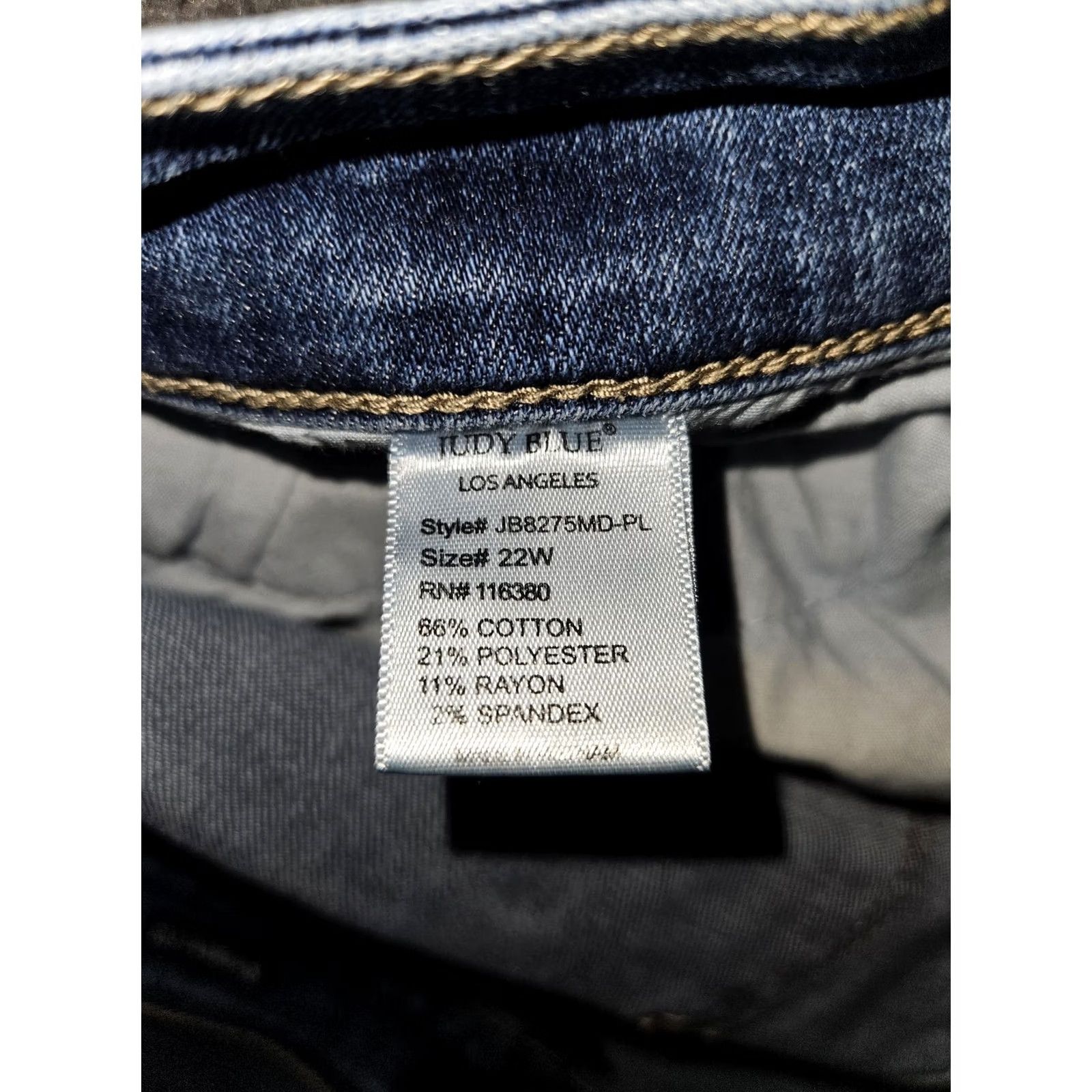 Vintage Judy Blue Jeans Womens 22W High Rise Boyfriend Distressed JB8275MD Size 40" / US 18 - 4 Thumbnail