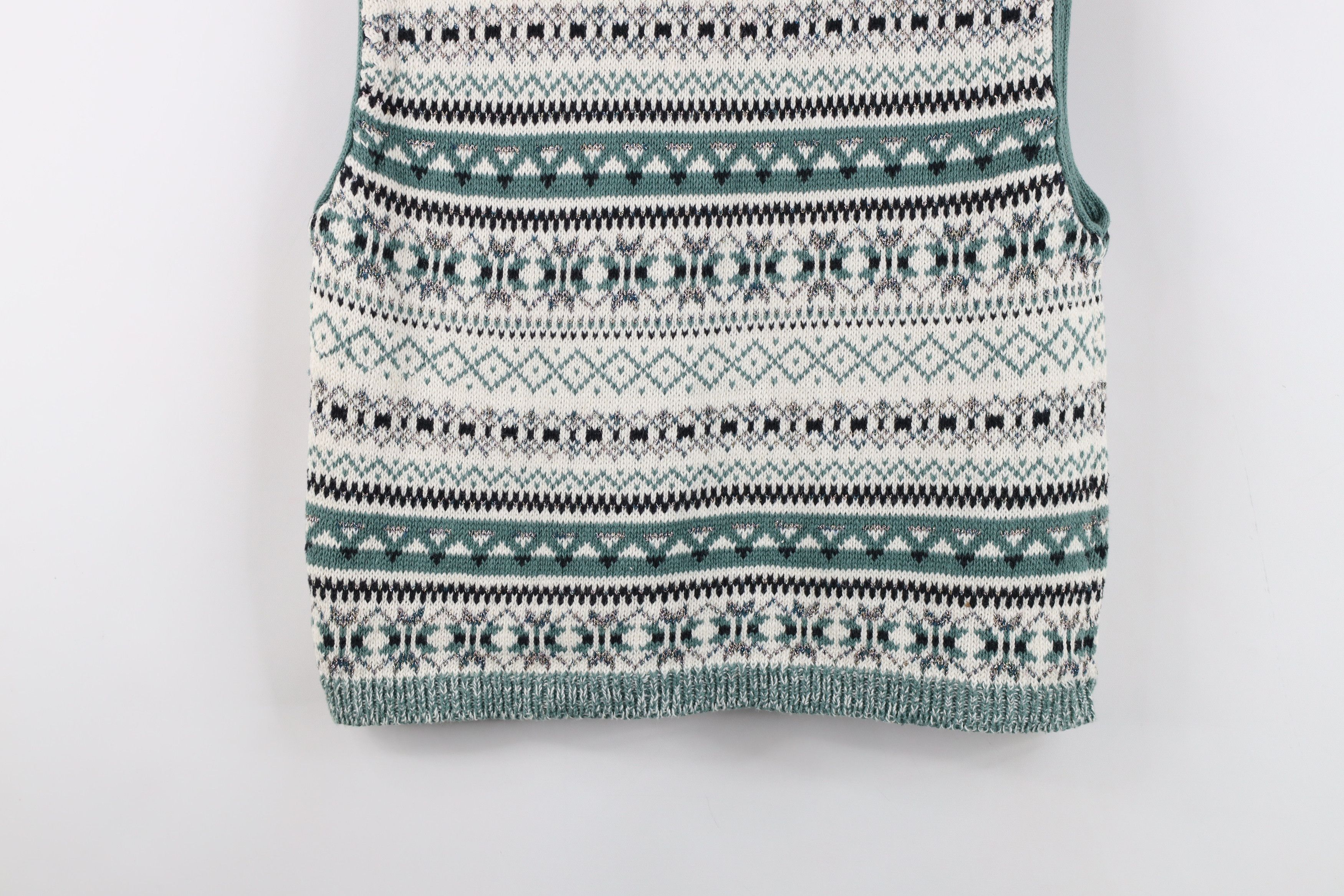 Vintage Vintage 90s Streetwear Metallic Knit Cardigan Sweater Vest Size M / US 6-8 / IT 42-44 - 9 Thumbnail
