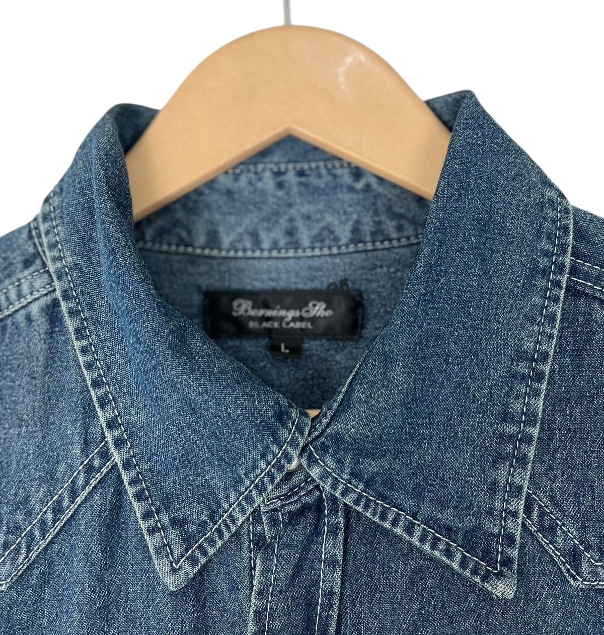 Japanese Brand Bernings Sho Embroidery Logo Snap Button Denim Shirt Size US L / EU 52-54 / 3 - 12 Thumbnail
