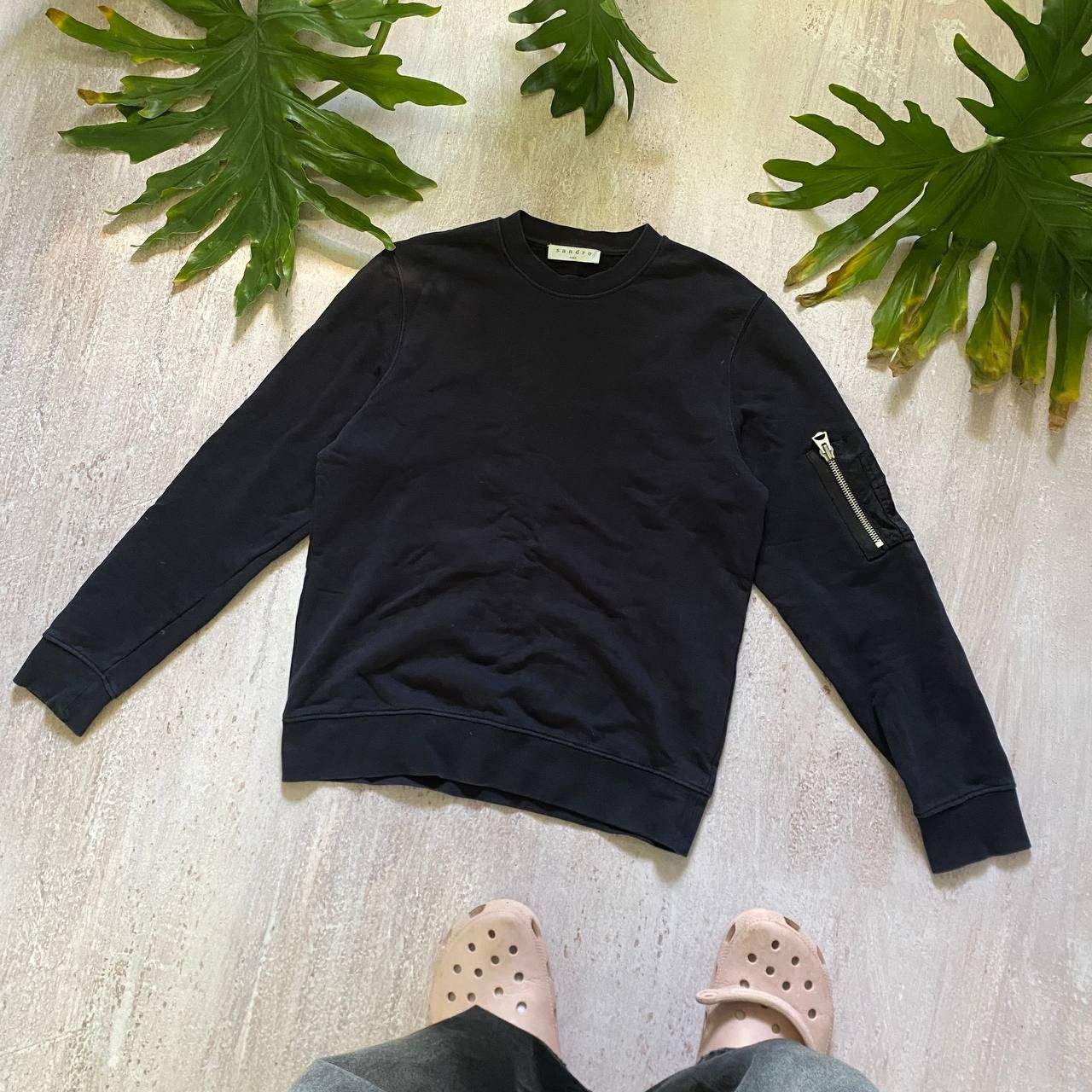 Sandro × Vintage VINTAGE SANDRO PARIS LIGHT FADED NAVY SWEATSHIRT 114 Size US S / EU 44-46 / 1 - 1 Thumbnail