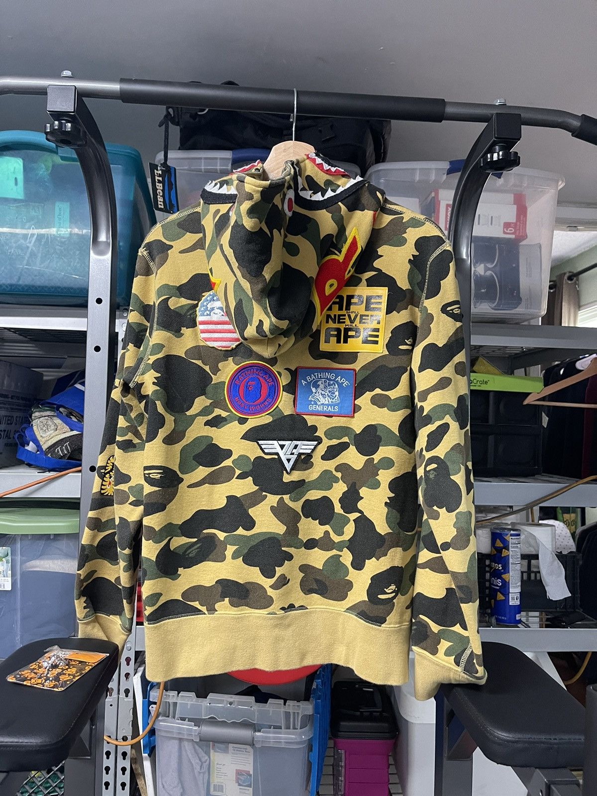 Bape 1st Camo Patched PONR Shark Full Zip Hoodie | Grailed