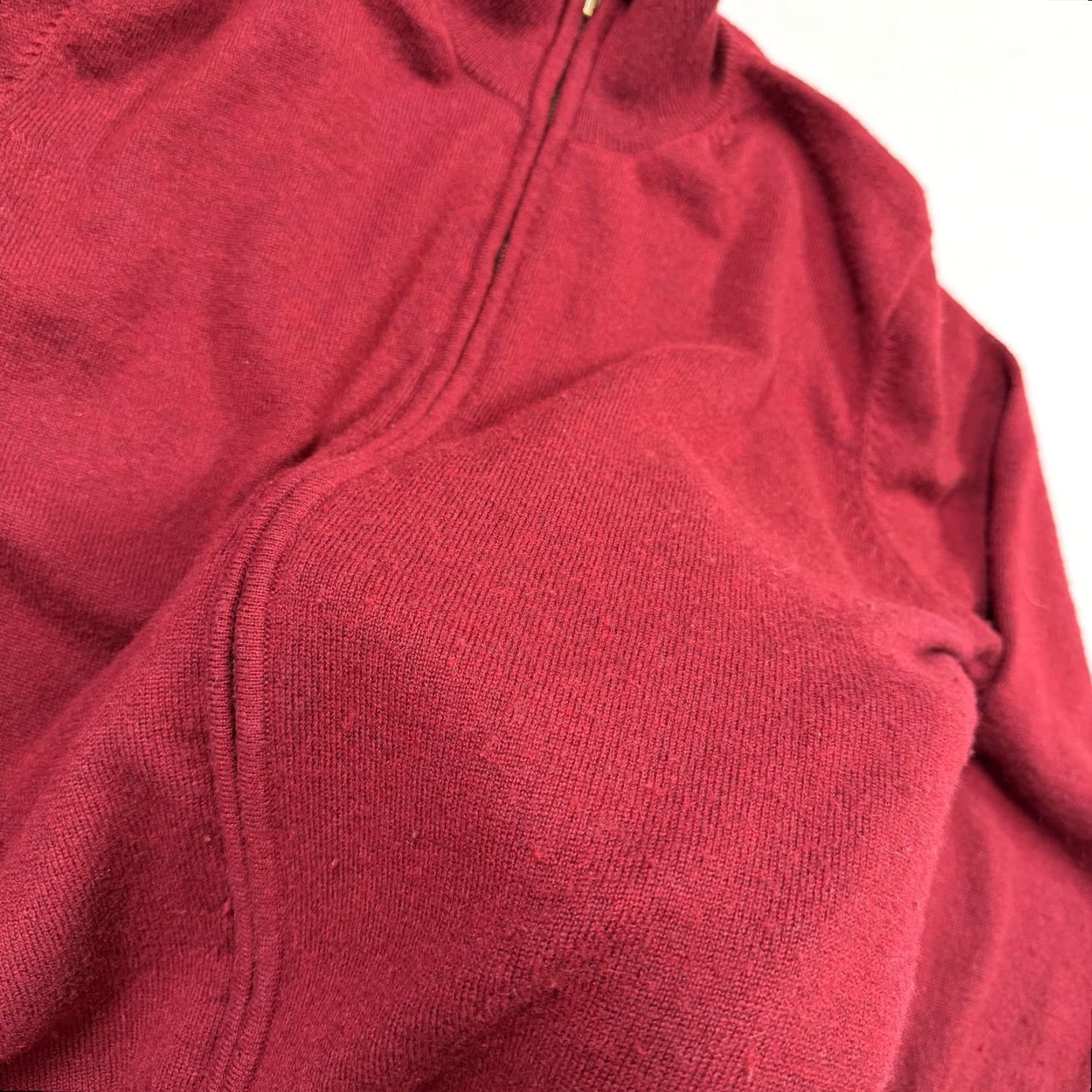 Vintage Stauer Sweater Mens Large Red Full Zip Mock Neck Cashmere Knit Solid Casual Size US L / EU 52-54 / 3 - 3 Thumbnail