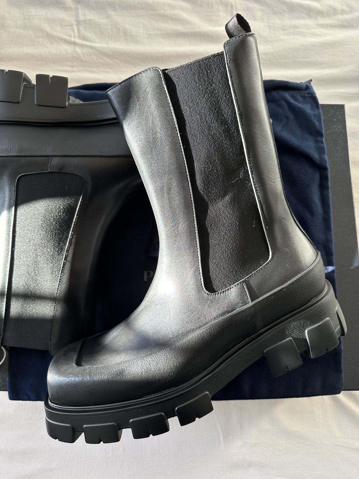 Prada Leather Chelsea Boots