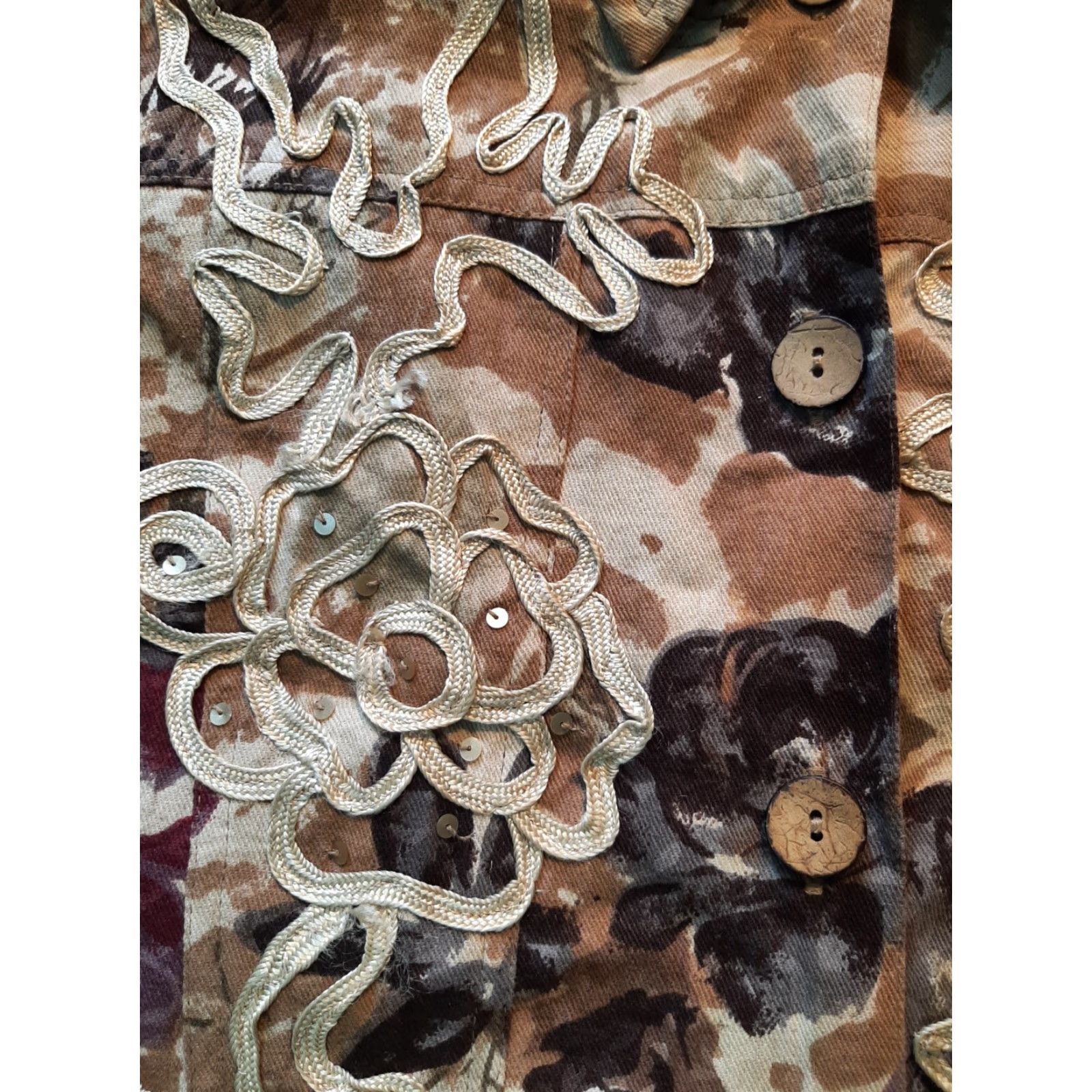 Vintage Notations Womans Jacket Button Up Medium M Collar Sequins Long Sleeve Jacket Size M / US 6-8 / IT 42-44 - 2 Thumbnail