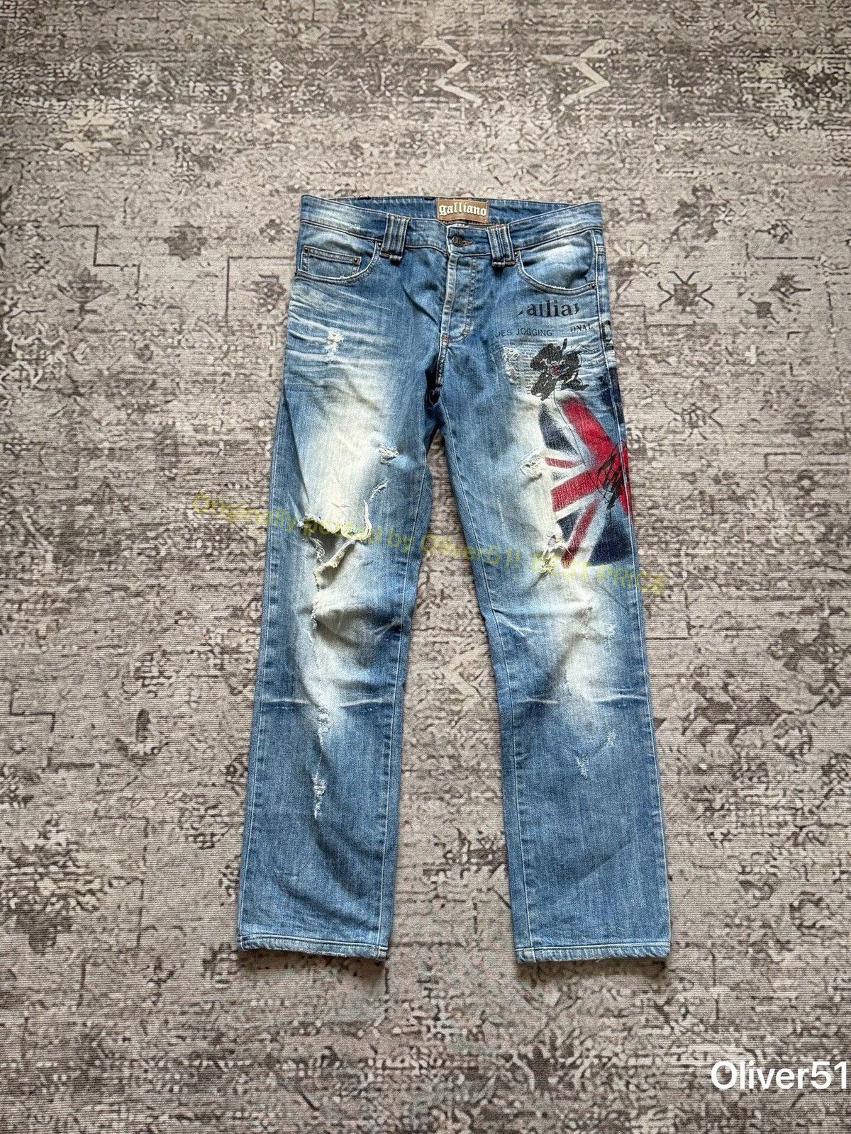 John Galliano John Galliano Black Jeans with Gun Print RRP £440 